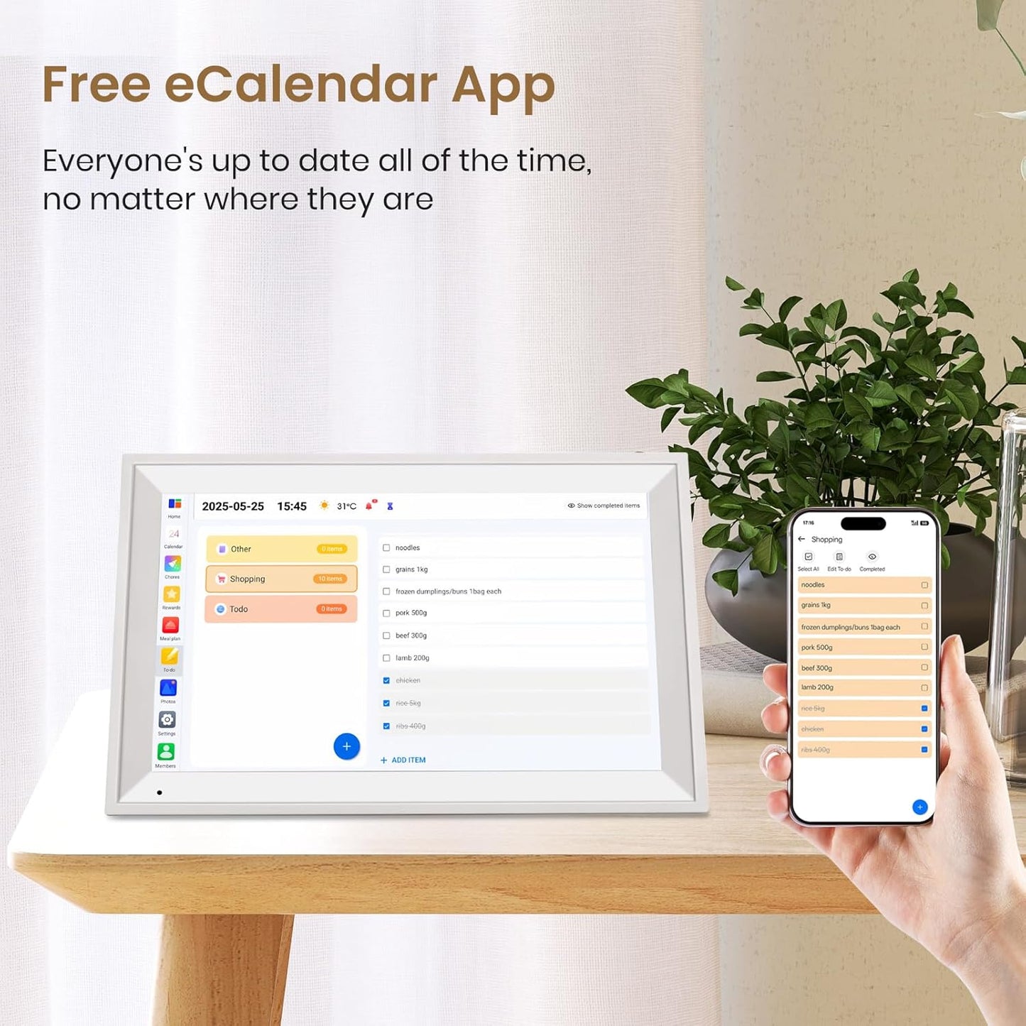 15.6 inch Wall Planner Digital Calendar & Chore Chart, Smart Tablet Touchscreen Interactive Display for Family Schedules, Great for Organizing Your Tasks