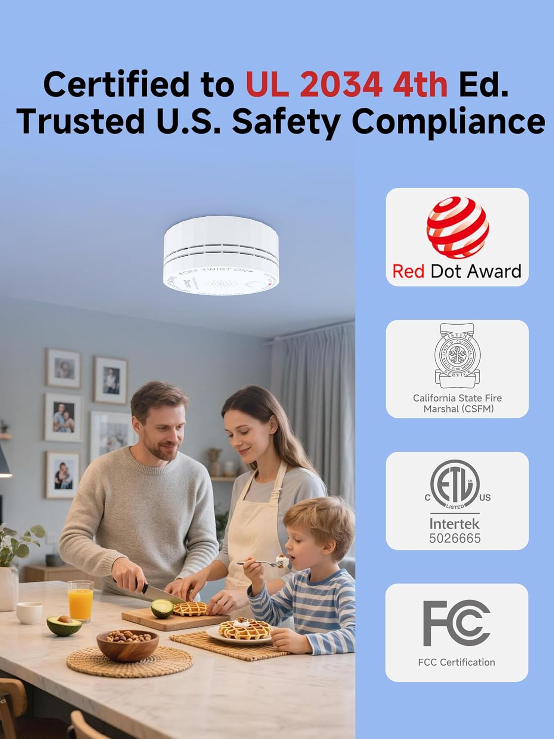 Heiman Smart Carbon Monoxide Detector, Wi-Fi Nano CO Alarm, ETL Listed Real-Time Push Notifications Battery Powered, Test-Reset Button, 2034 Standards, 10-Year Figaro Sensor, Portable for Trave