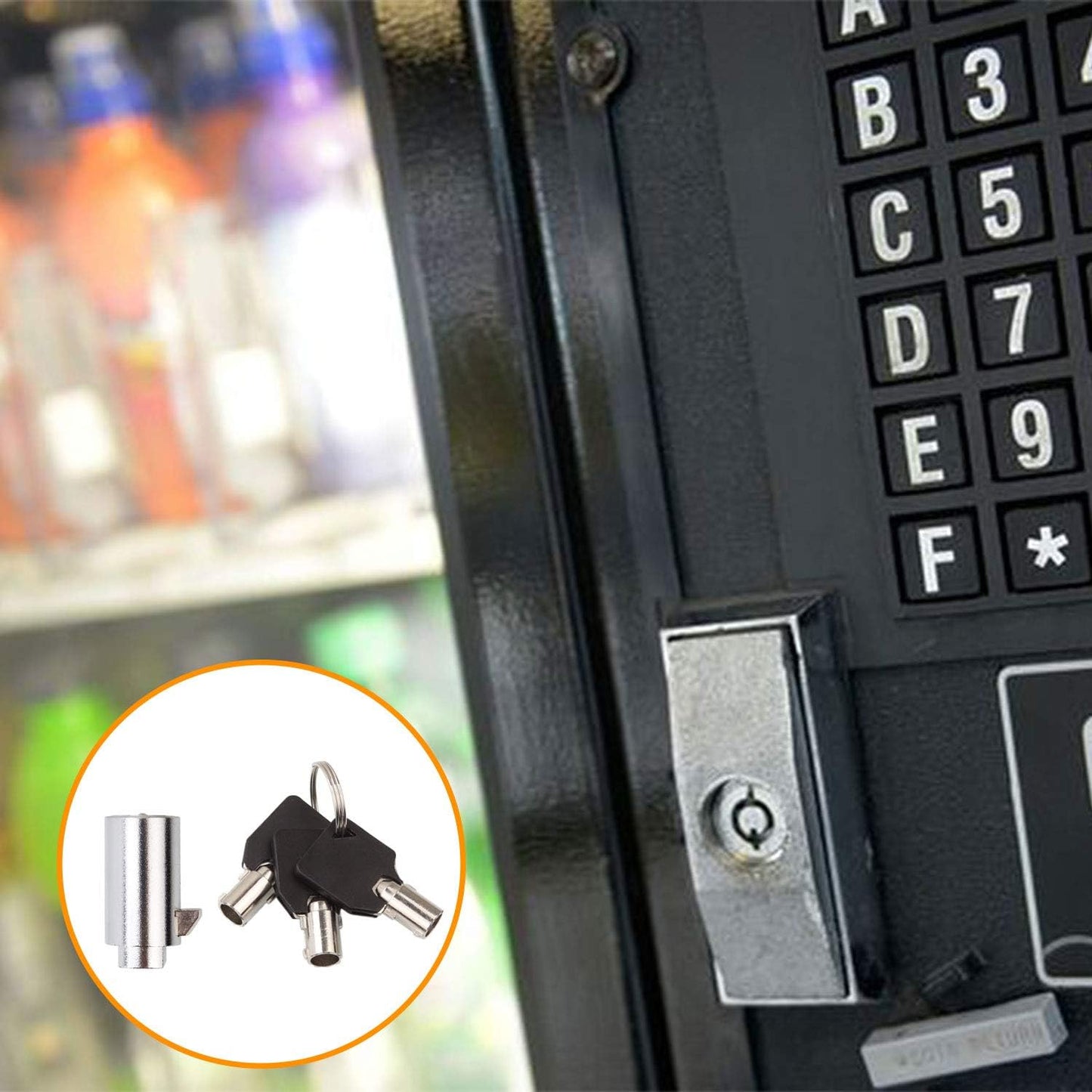 High Security Vending Machine Lock and Key, 2-Pack Soda Machine Lock for Coke Machine, Pepsi Machine, Snack Machine, Candy Machine, Keyed Alike