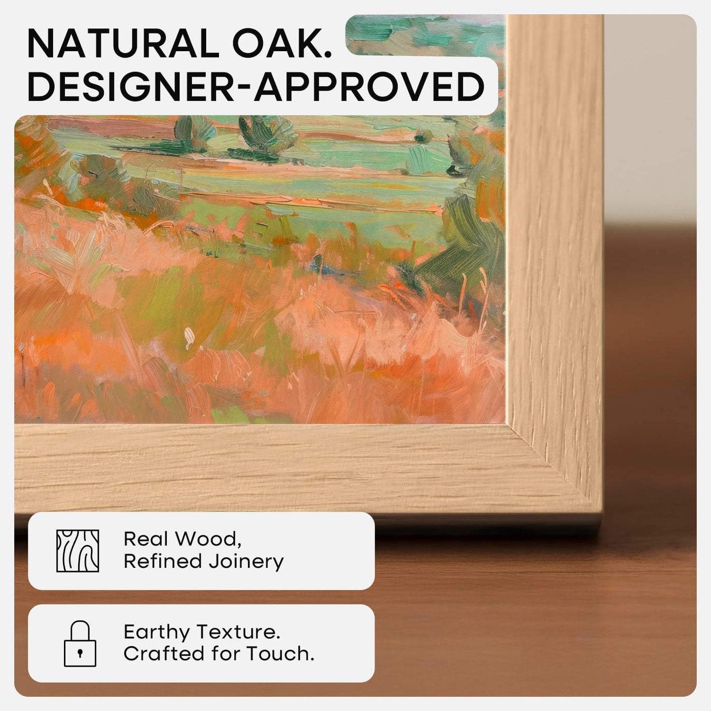 Homeforia 15x21.25 Puzzle Frame Wooden, High End Natural Oak 15 x 21.25 Picture Frames Light Wood without Mat, 21.25x15 Poster Frame for Wall, 15by21.25 Thin Frames, Tempered Glass, Wall Kit, Set of 1