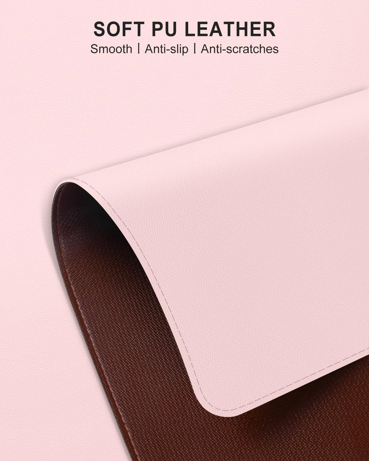 Heated Desk Pad, 31.5" x 13" Leather Non-Slip Warm Desk Pad, Large Mouse Mat with 3 Levels Heating & 3 Hours Auto Shut-Off, Hand and Foot Warmer for Office, Home, Pink