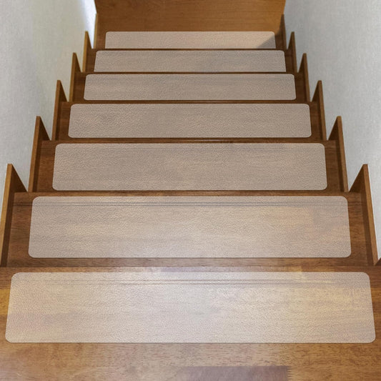 10-Pack 6″ x 30″ Transparent Anti-Slip Tape, Clear Adhesive Grip Tape, Clear Stair Treads Non-Slip for Wooden Step, Floors, Stairs, Pre-Cut and Easy to Use