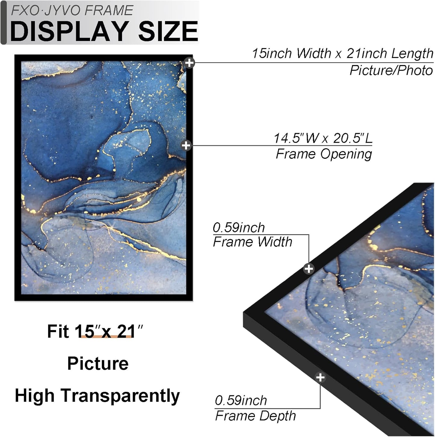 15x21 Picture Frame Set of 6, Black Frame for 15 x 21 Inch Picture Poster Photo, Light Weight and High Transparent 15 by 21 Frame for Wall - 6 Pack/Black/15 x21