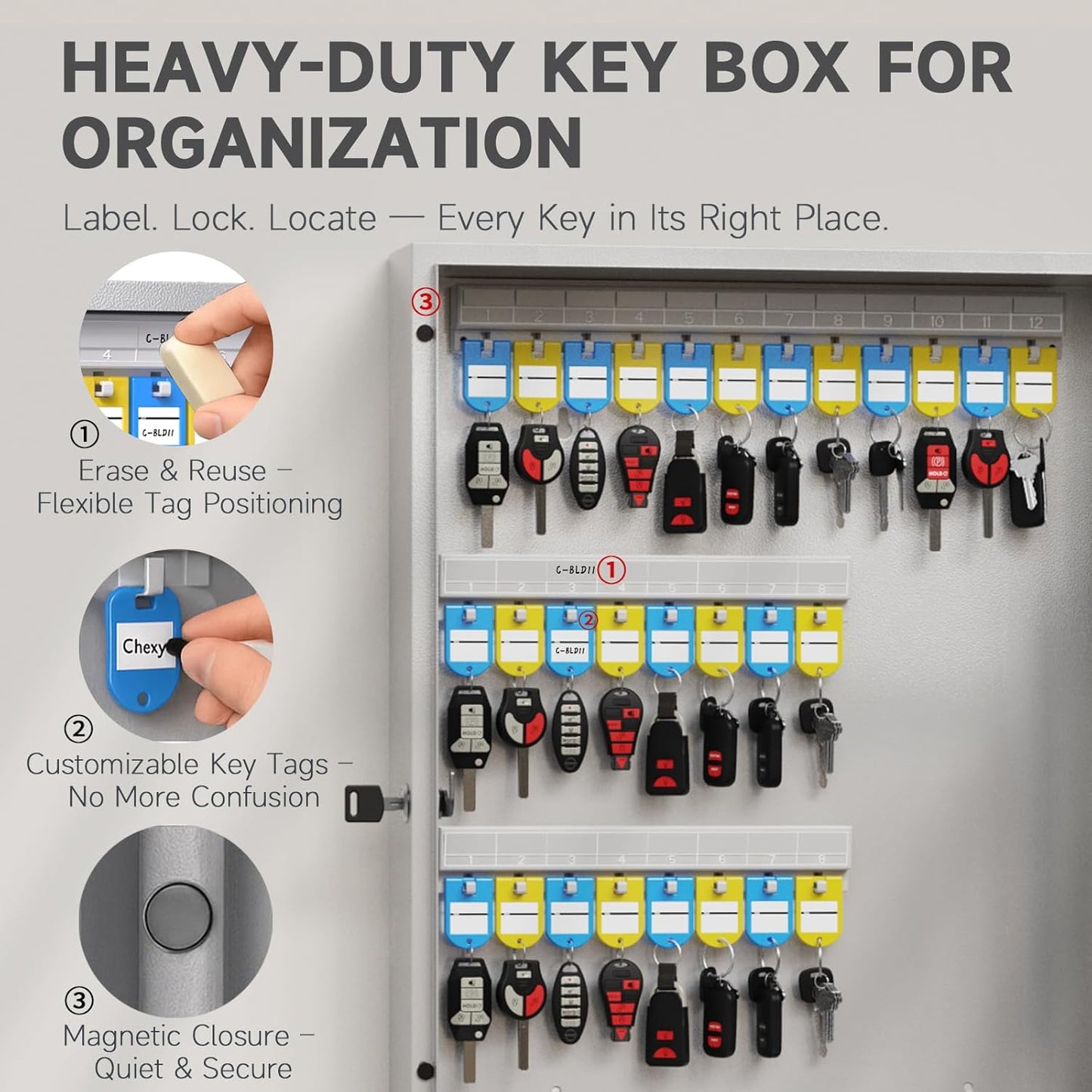 104 Keys Lock Box with Drop Slot, Key Cabinet Wall Mount, Fixed Code/OTP, APP Bluetooth/Wi-Fi, Spare Key Unlock, Large Key Return Box for Hotel, Car Dealerships, Realtors, Office