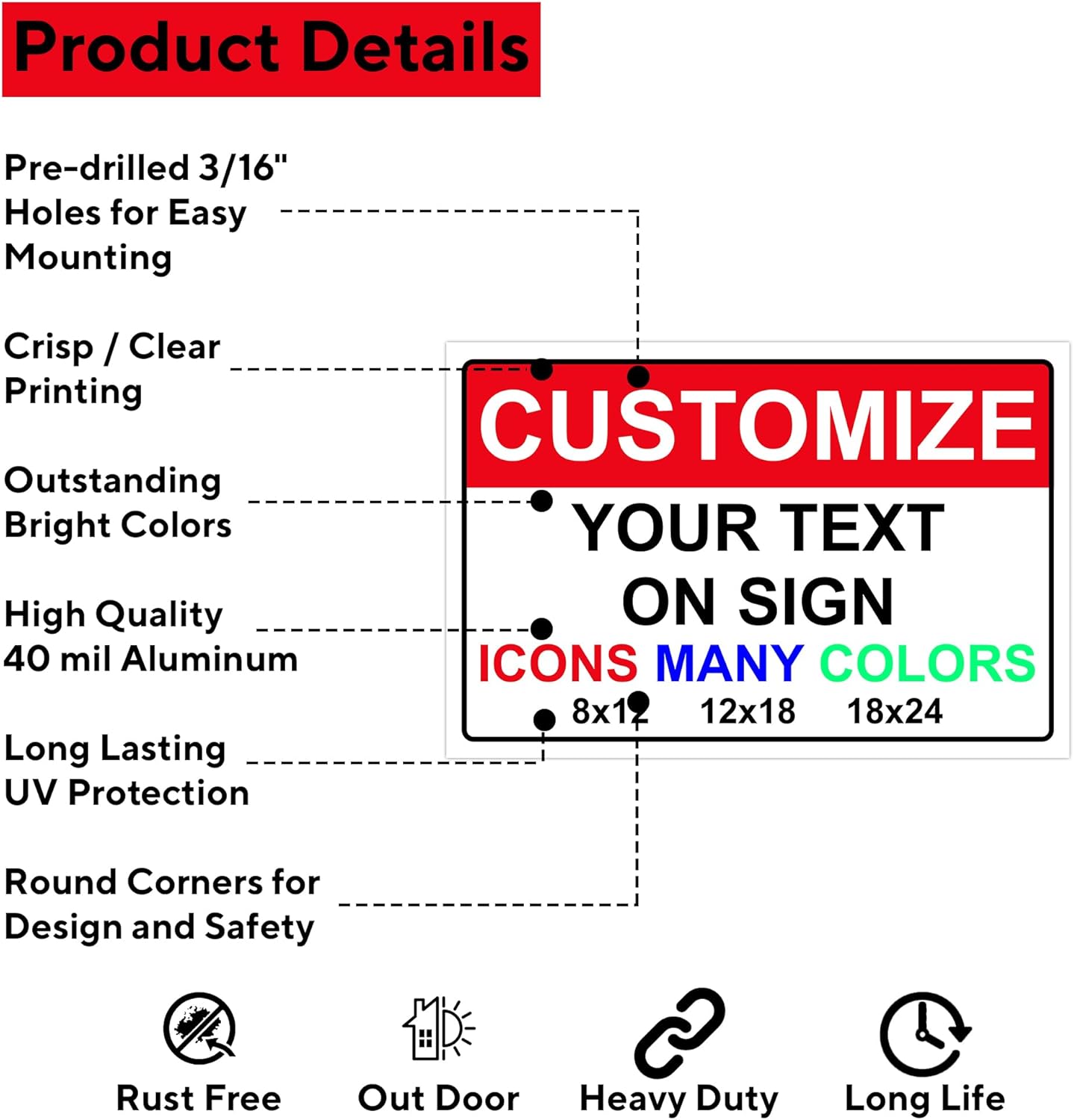 Custom Signs for Outside - Personalized Metal Signs for Outdoors, Home, Airbnb, Office, 18x24 Inch Custom Metal Sign Rust Free, UV Protected, Waterproof and Easy to Install - Made in USA