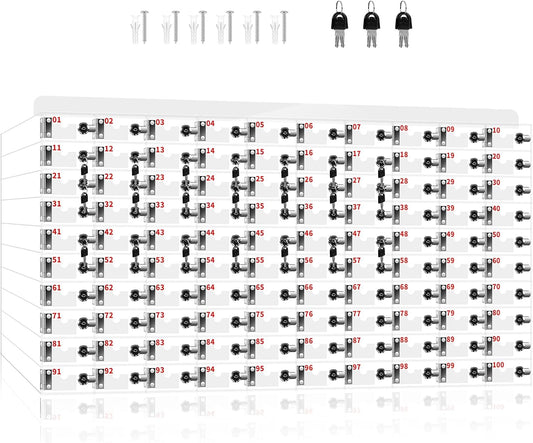 100 Slots Cell Phone Locker Box for Classroom Clear Acrylic Cell Phone Storage Cabinet with Door Locks and Keys for Classroom School Students Office Factory Employees