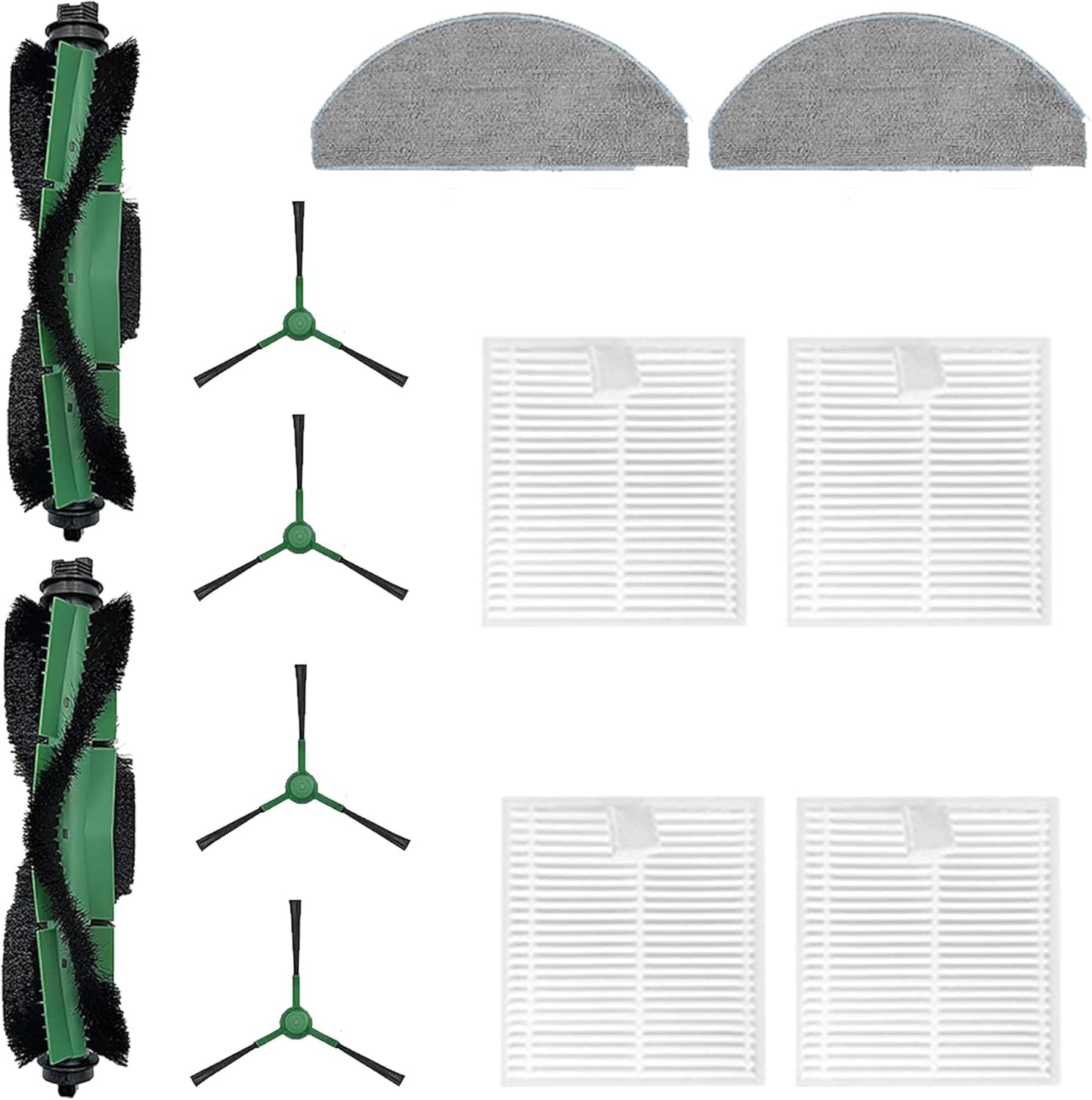 12 Pack Accessories Kit Compatible with iRobot Roomba Essential 100 Series 104 105 Combo Y0140 Y0110 Q011 Q0120 Q0520 Vacuum,1 Roller Brush＆ 4 Side Brushes＆4 Filters & 2 Mopping Pads Replacement Parts