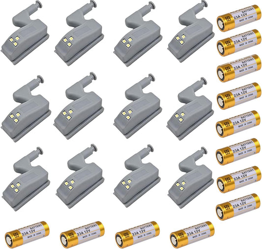 12 Pack Hinge LED Sensor Light -Smart Touch Induction Cabinet Light for Kitchen Cabinet Cupboard Closet Night Lights, Living Room/Bedroom/Wardrobe Night Lights(Cool White)