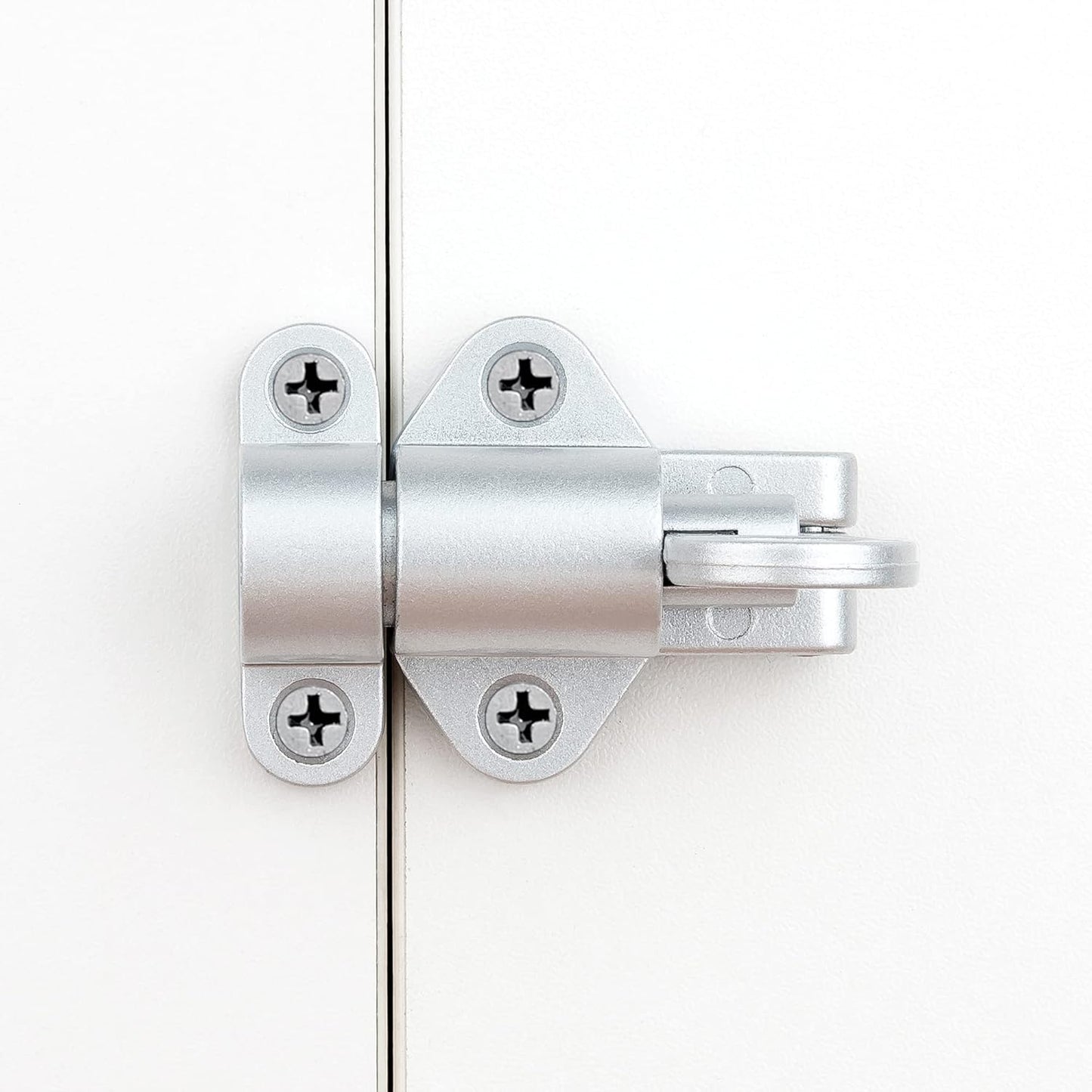 10 Packs Self-Closing Latches，Silver Gray Spring Door Lock，Resilient Bolt Latch Aluminum Alloy Safety Automatic Spring Barrel Slide Door Lock with Screws,Used for Gate,Window and Cabinet etc