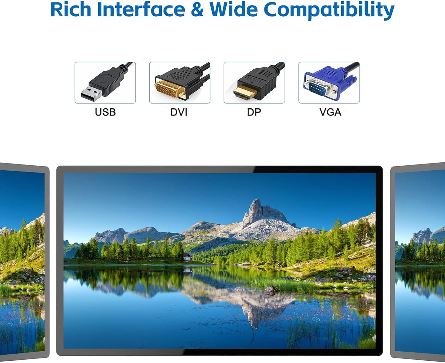 GreenTouch 43 Inch Industrial Digital Signage Touchscreen Monitor, 500 Nits Display 1920 x 1080P, Built-in Speaker, with HDMI + VGA + DVI Ports for Advertising