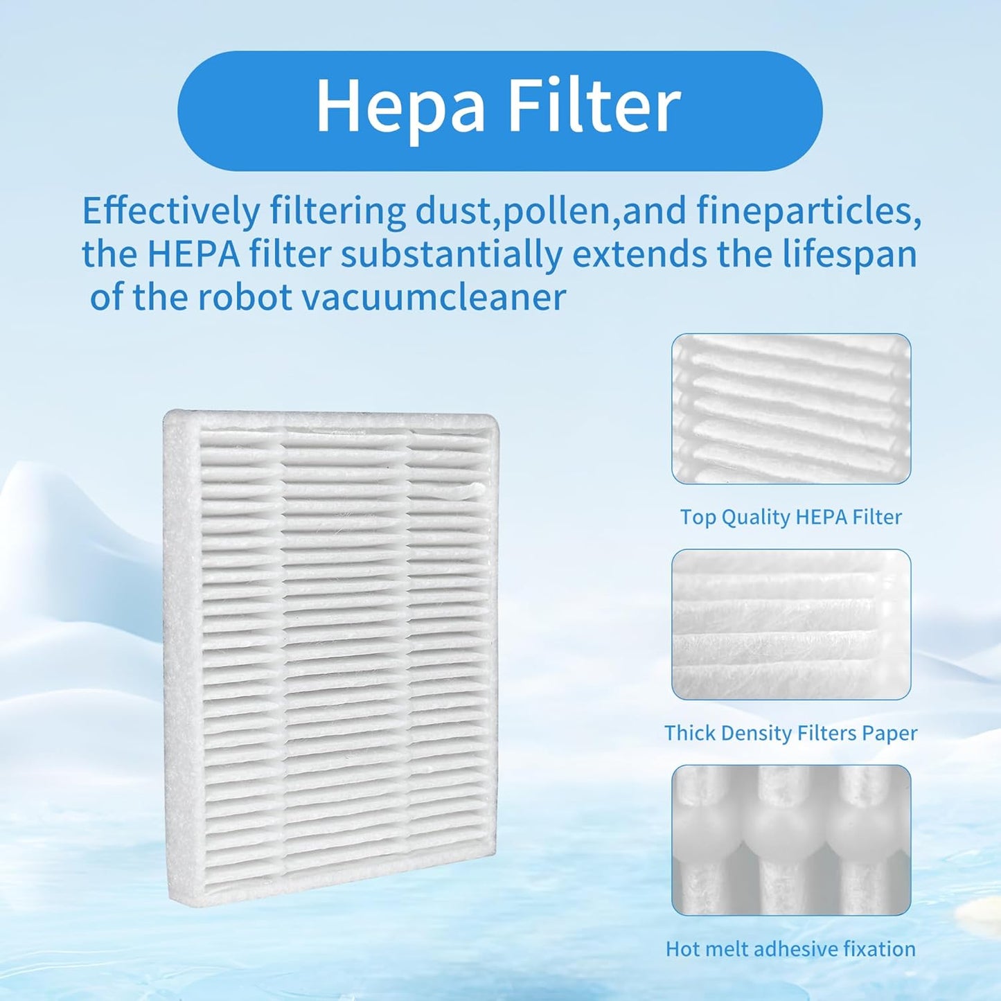 16 Packs HEPA filter Compatible with iRobot Roomba Essential Robot 104 105 Vac/Combo Accessory Y0110 Y0140 Q011 Q0120 Q0520 Vacuum Cleaners