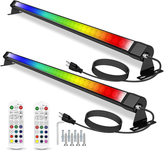 2Pack RGB Outdoor Wall Washer Lights, 72W 48 Inch Dimmable LED Wall Washer Light Bars with Remote, 120V IP67 Waterproof Led Light Bar for Yard Building Christmas Decorations, Plug and Play