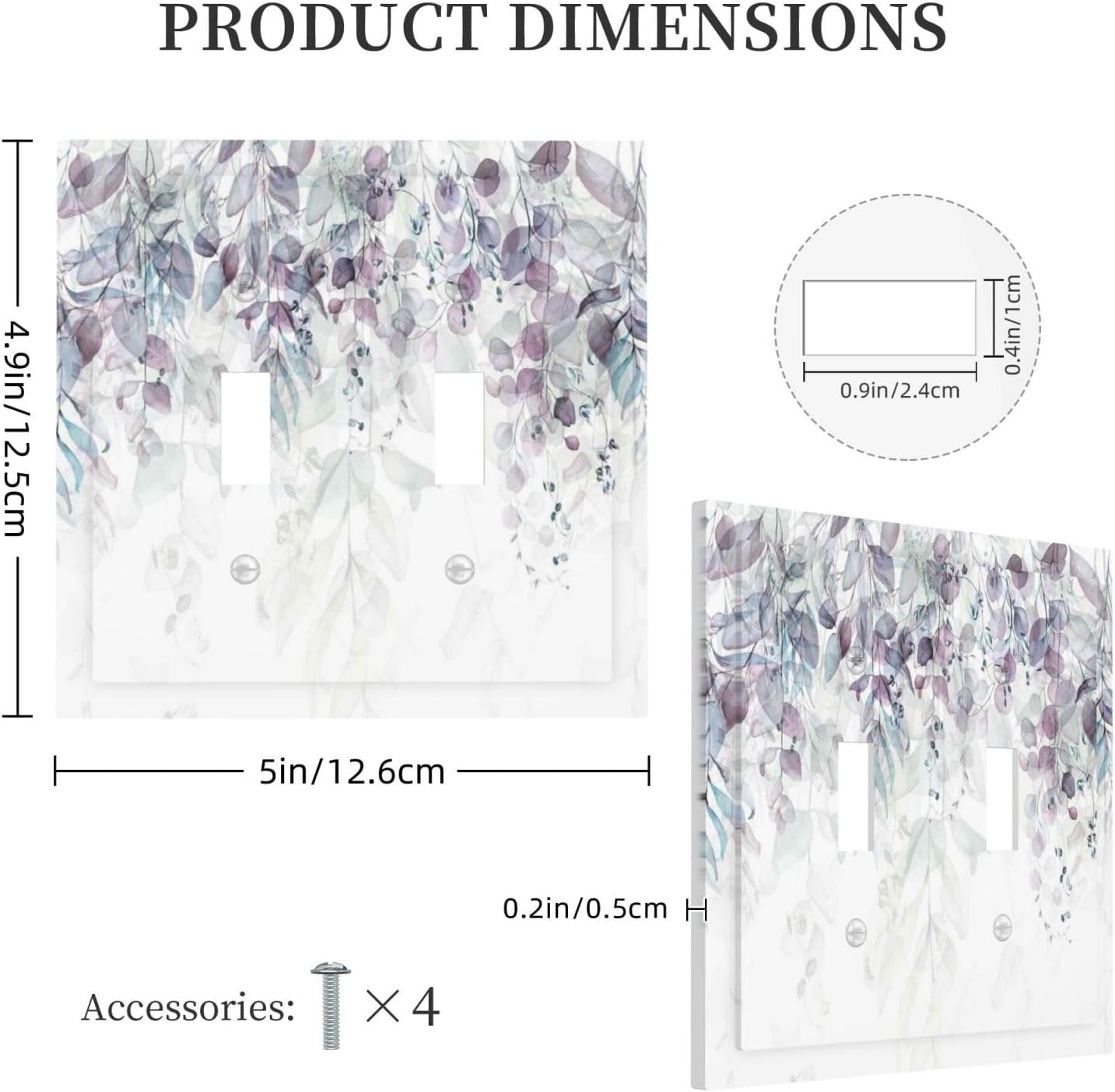 Hazy Leaves Ivy Nature Plants Eucalyptus Leave Decorative Switch Plates 2 Gang Double Toggle Outlet Light Switch Cover Wall Plate Electrical Faceplate for Bedroom Home Decor