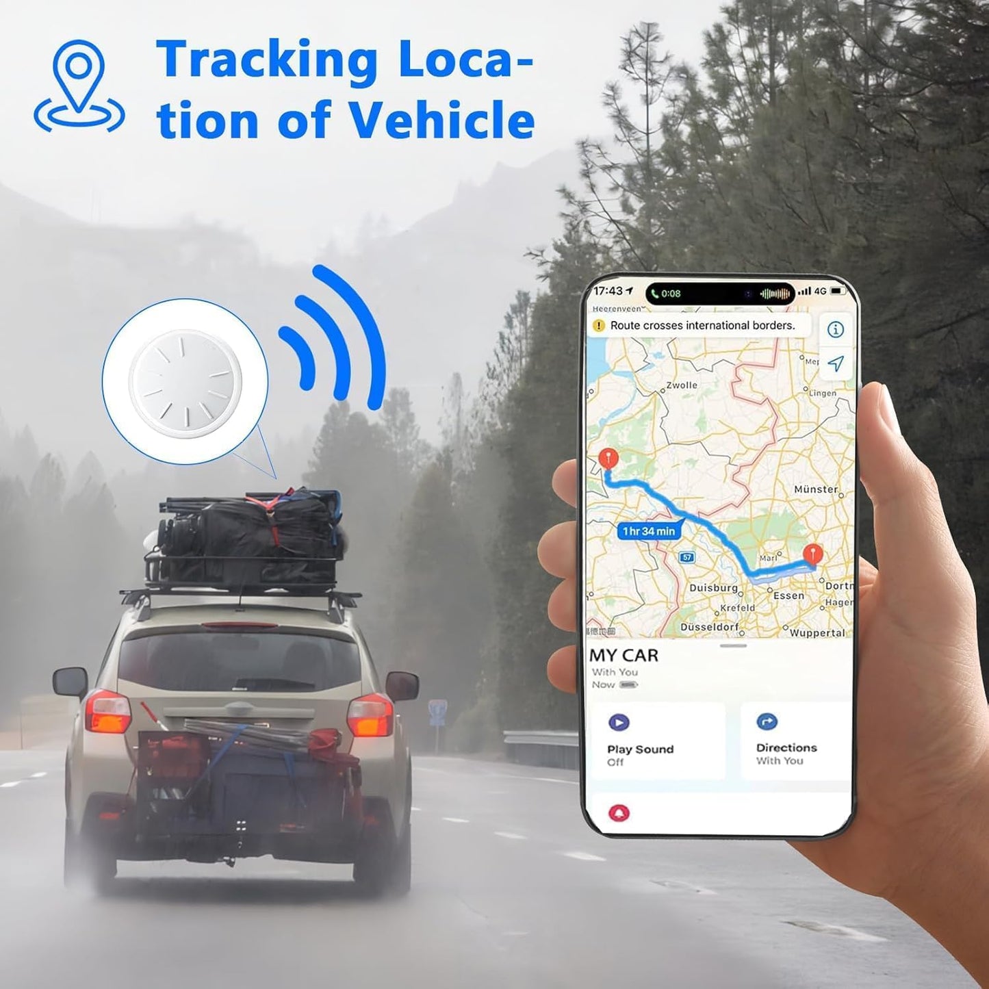 Car GPS Tracking Device for Vehicles, 1PCS Real Time GPS Tracker for Car Work with Find My (iOS Only),Hidden Mini GPS Tracker,No Monthly Fee (White Tracker, Black Magnetic Case)