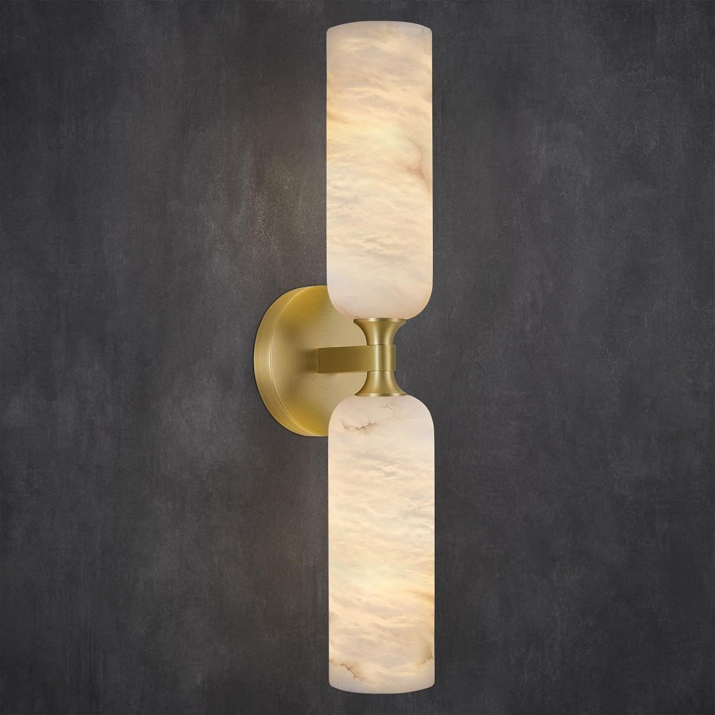 20in Alabaster Wall Sconce Antique Brass Sconces Wall Lighting, Imported Alabaster Modern Marble Bathroom Vanity Sconces, Gold Sconce Wall Decor, For Bedroom Living Room Staircases Hallway Foyer