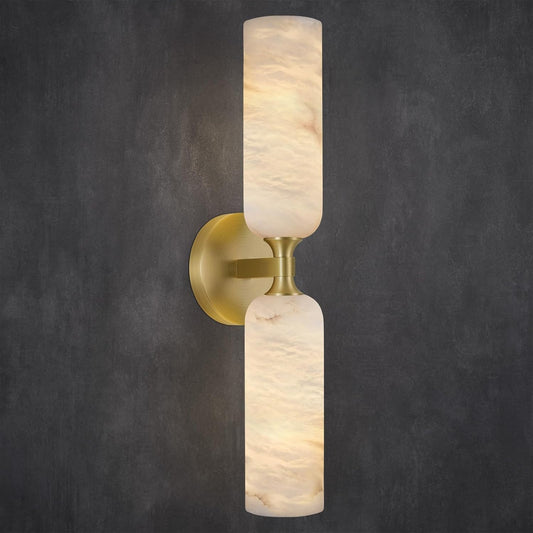 20in Alabaster Wall Sconce Antique Brass Sconces Wall Lighting, Imported Alabaster Modern Marble Bathroom Vanity Sconces, Gold Sconce Wall Decor, For Bedroom Living Room Staircases Hallway Foyer
