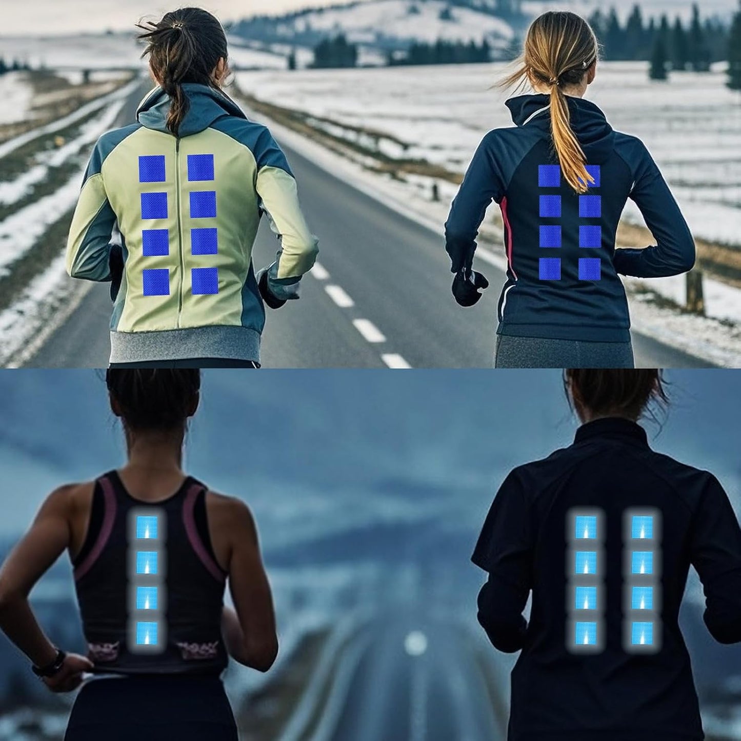 Non Fading Blue Reflective Stickers 3 inch X 3 inch, Outdoor Waterproof High Visibility Warning Safety Adhesive Reflector Tape (100 Pcs)