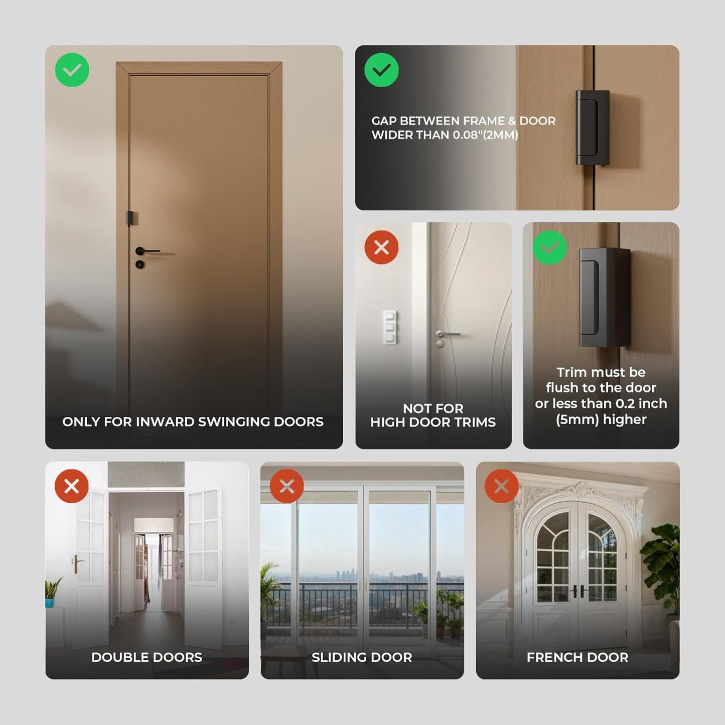 3Pack Home Security Door Reinforcement Lock Childproof, Door Locks for Kids Safety, Door Lock Latch Stopper for Front Door Inside Top of Door, Aluminum Construction Finish