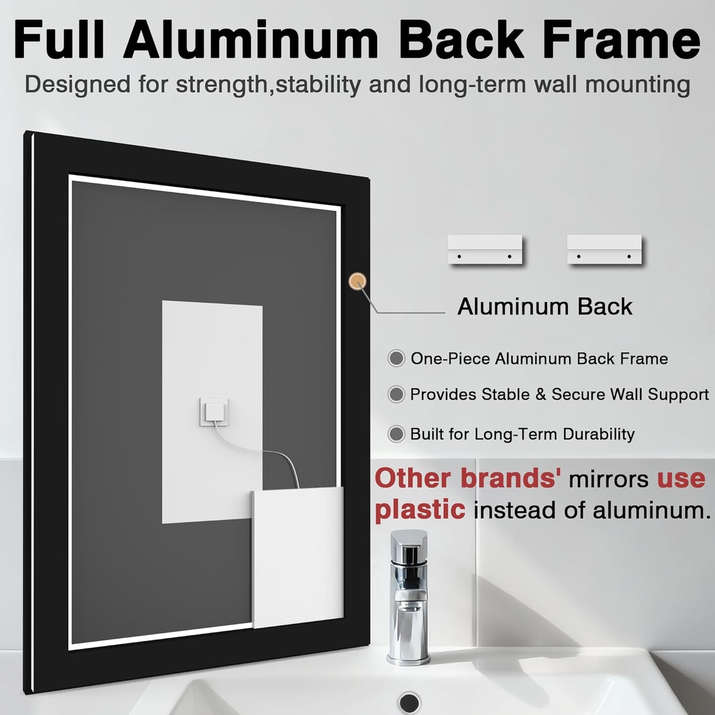 24"x32" LED Bathroom Mirrors for Wall, Front and Backlit Mirror, Anti-Fog Vanity Mirror with Lights, Stepless 3 Colors Dimmable Smart Lighted Mirror(Horizontal/Vertical)