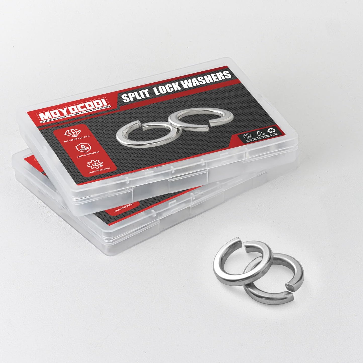 1/4'' (100 Pack) Split Lock Washer, (18-8) 304 Stainless Steel Spring Lock Washer