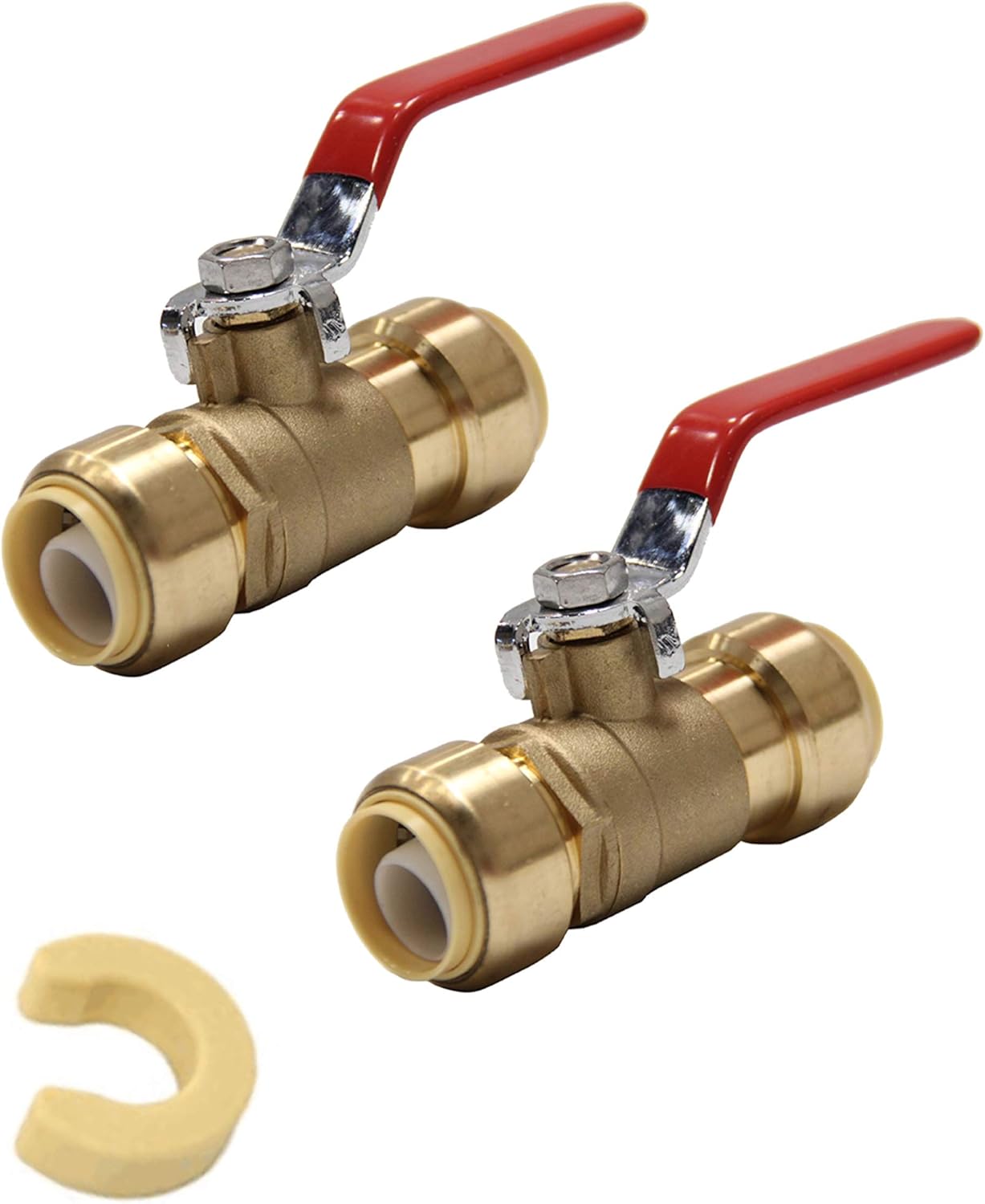 (Pack of 2) EFIELD 3/4 Inch Ball Valve for Push-Fit Valve Full Port Ball Valve with a Disconnect Clip,(PF-VALVE012-2PCS)
