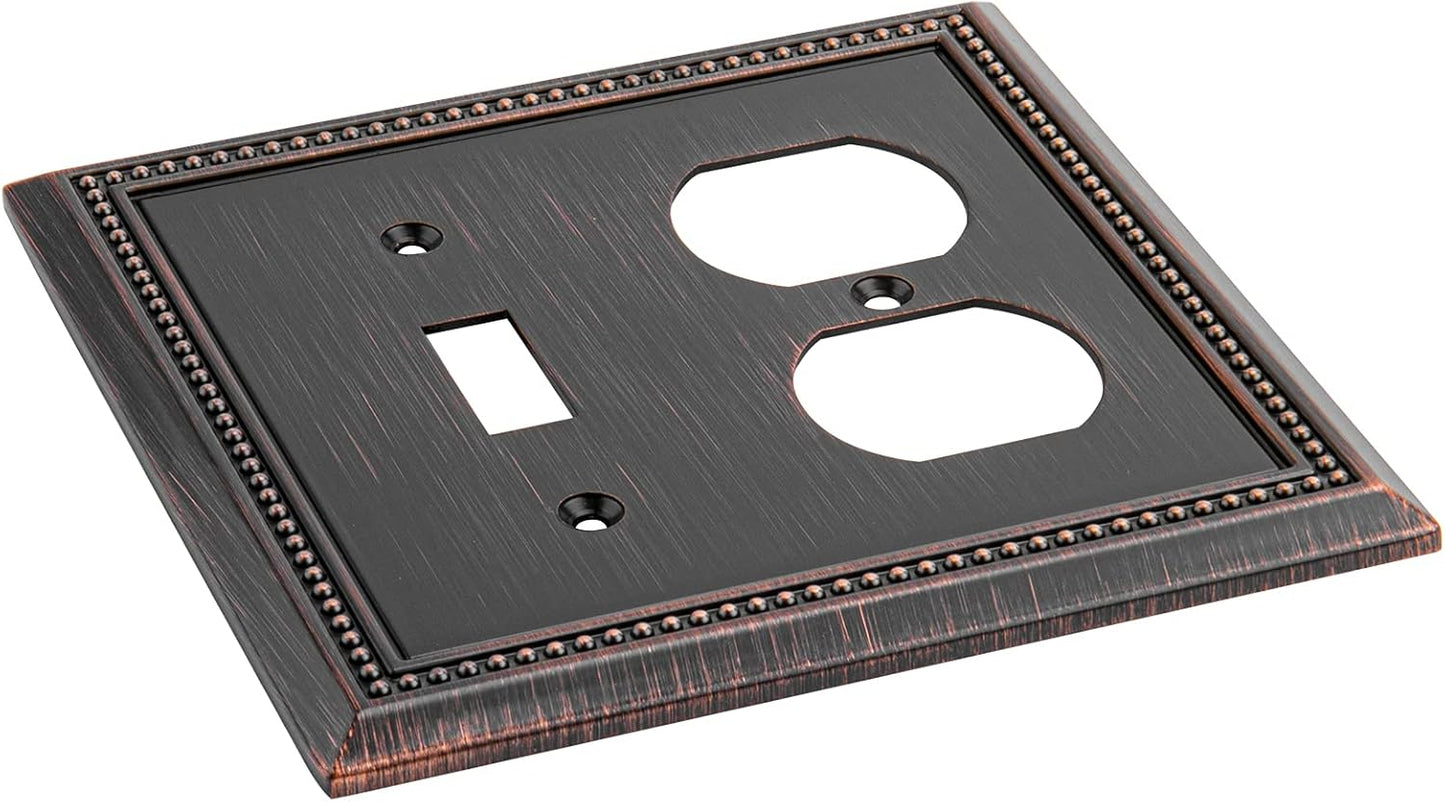 Henne Bery Sunken Pearls Decorative Wall Plate Switch Plate Outlet Cover (Toggle/Duplex, Aged Bronze)