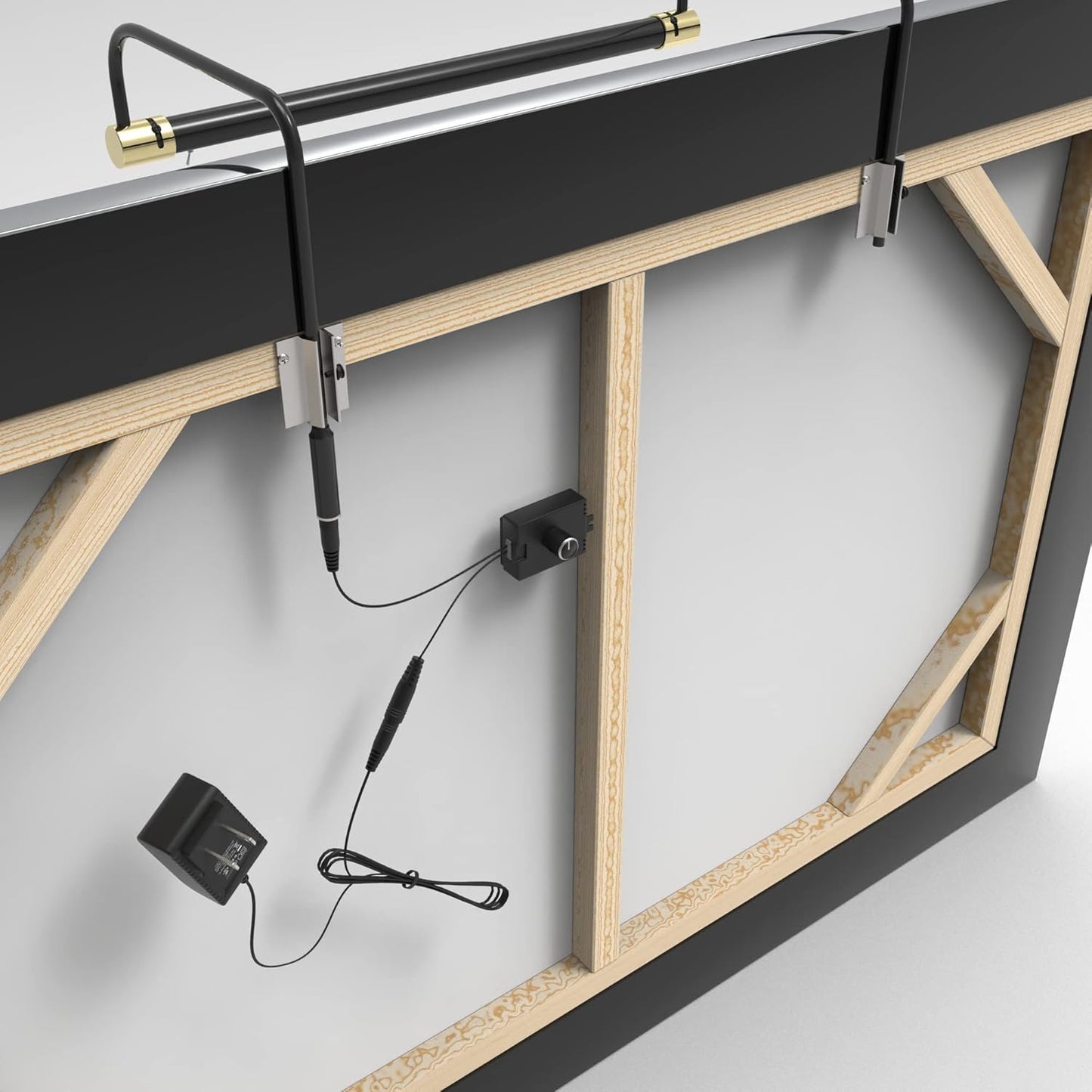 Cocoweb 30 Inch Tru-Slim Black and Brass Picture Light - LED, 2700K, Adjustable Arm, Plug-in, Toggle Switch, Sleek and Compact Design