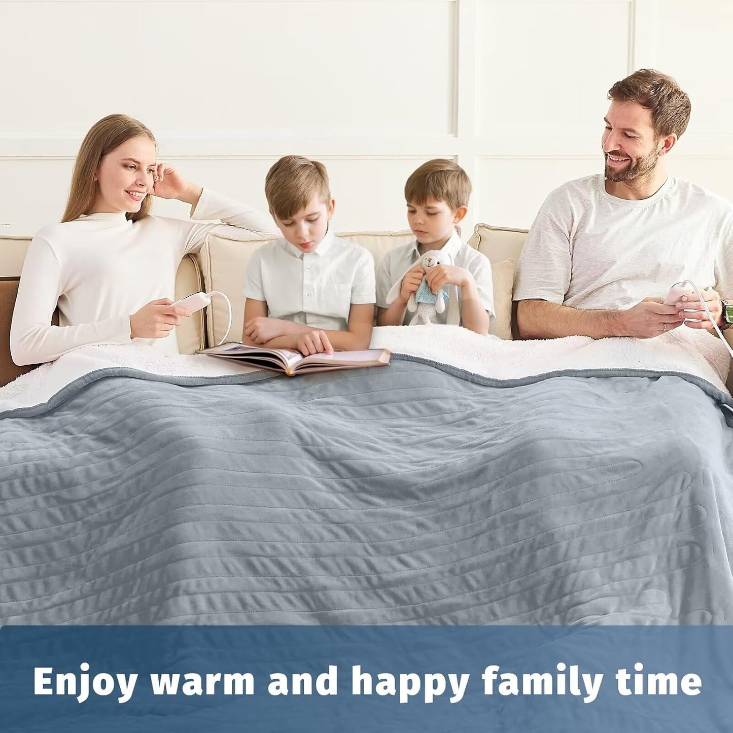 Heated Electric Blanket Queen Size - 84" x 90" Heating Blanket with Dual Control, 10 Heating Levels & 8 Hours Auto Off, Soft Warm Flannel Blanket, Christmas Birthday Gifts for Senior Grandma
