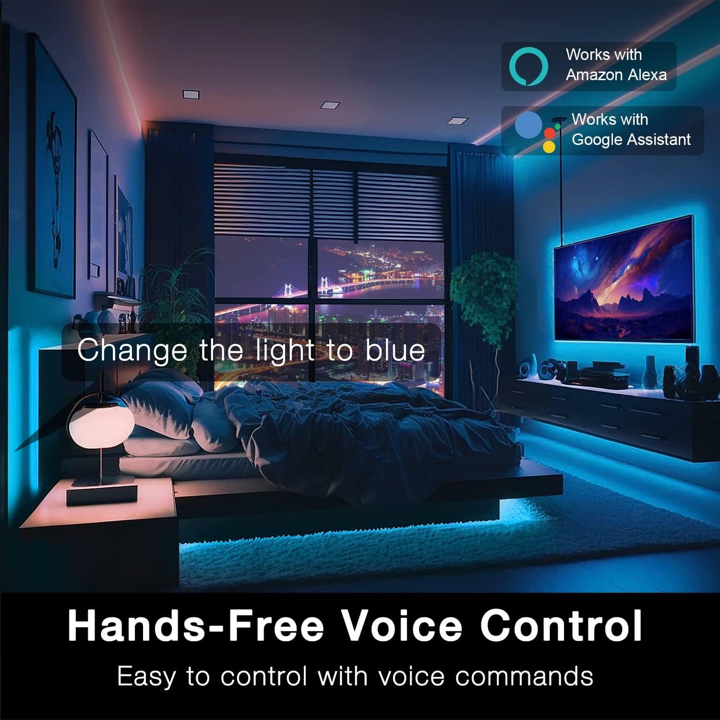 DAYBETTER Smart WiFi Led Lights 100ft, Tuya App Controlled Led Strip Lights, Work with Alexa and Google Assistant, Timer Schedule, Color Changing Led Lights for Bedroom Party Kitchen