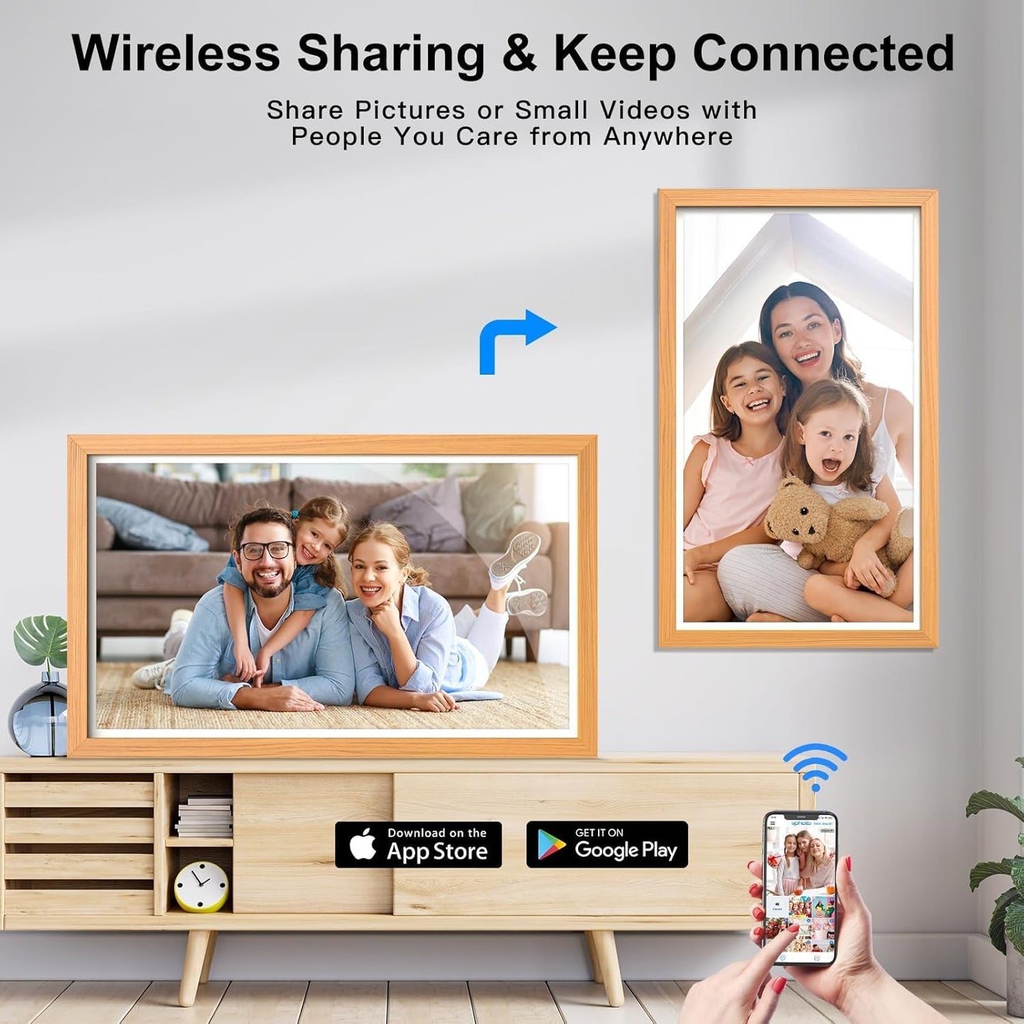 21.5-inch Digital Picture Frame Dual-WiFi Digital Photo Frame - 1080P Video Playback, Smartphone Syn Screen, 32GB, Share Photo Video via App Email, Unlimited Cloud Storage, Wall Mounted for Home Decor