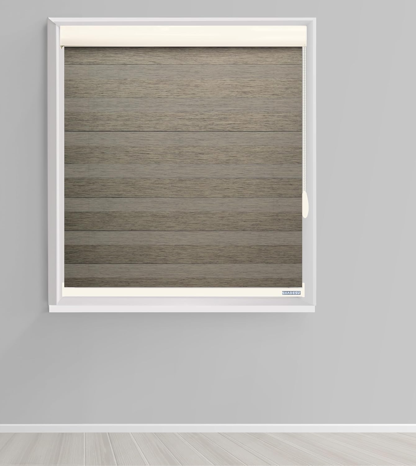 Shadesu Custom Size Zebra Blinds for Windows, 49" W x 72 H, Brown, Dual Layer Free-Stop Zebra Shades, Light Control for Day and Night, Sheer Blinds for Indoor Windows, Bedroom, Kitchen