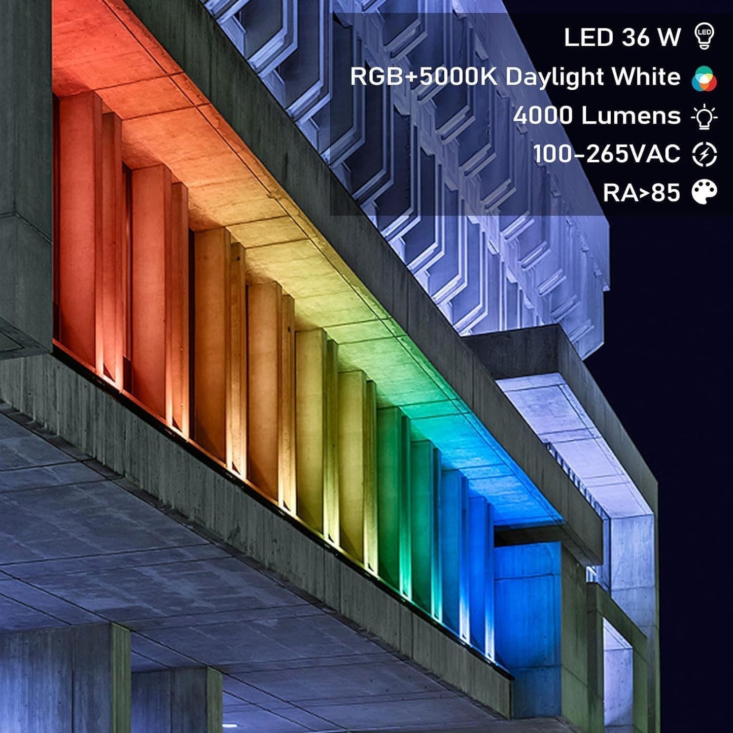 2Pack RGB Outdoor Wall Washer Lights, 72W 48 Inch Dimmable LED Wall Washer Light Bars with Remote, 120V IP67 Waterproof Led Light Bar for Yard Building Christmas Decorations, Plug and Play