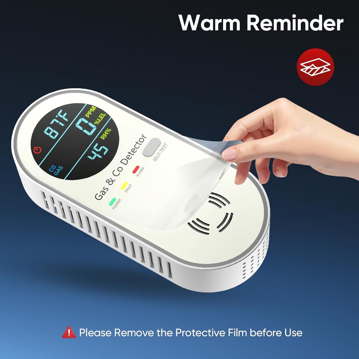 4-in-1 Upgraded Natural Gas Detector & Carbon Monoxide Detectors - Carbon Monoxide Detectors Plug in - Natural Gas, Propane, Co Detector, Temperature & Humidity Detectors for Home, RV (White)