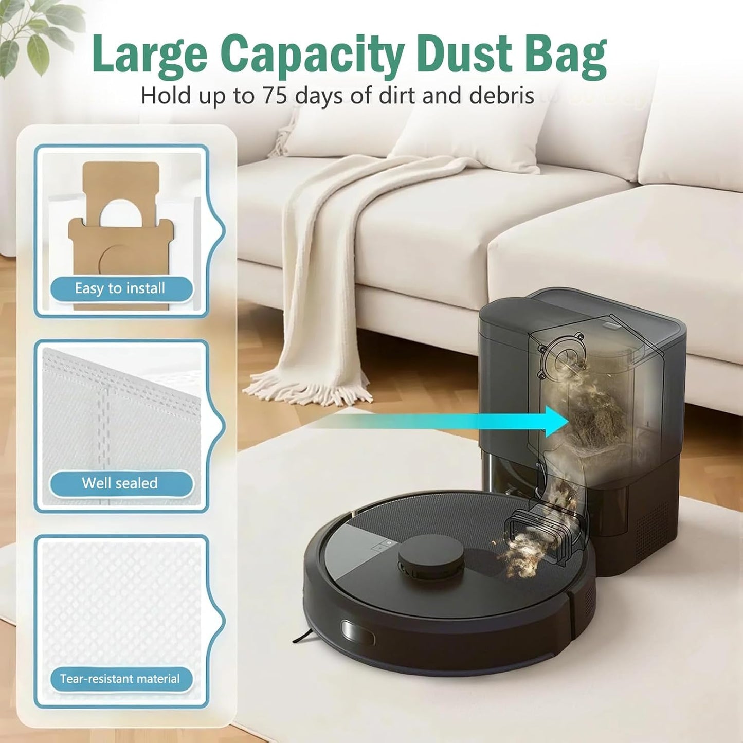 21 Pack Replacement Parts for iRobot Roomba Max 705 Vac/Plus 504 Vac Robot Vacuum, Accessories Kit with 2 Main Brushes, 6 Dust Bags, 6 HEPA Filter, 6 Side Brushes, 1 Cleaning Tool