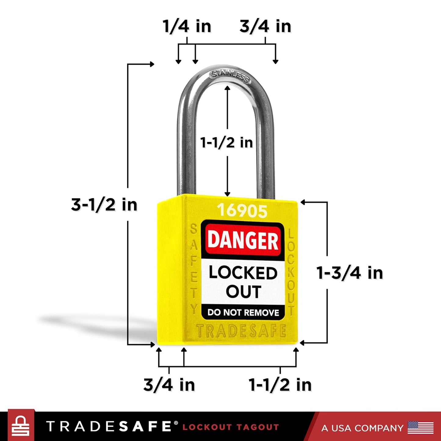 TRADESAFE Lockout Tagout Locks Set - 7 Yellow Loto Locks, Lockout Locks Keyed Different, 2 Keys Per Lock, OSHA Compliant Lock Out Tag Out Padlocks, Safety Padlocks for Electrical Lockout Tag Out Kits