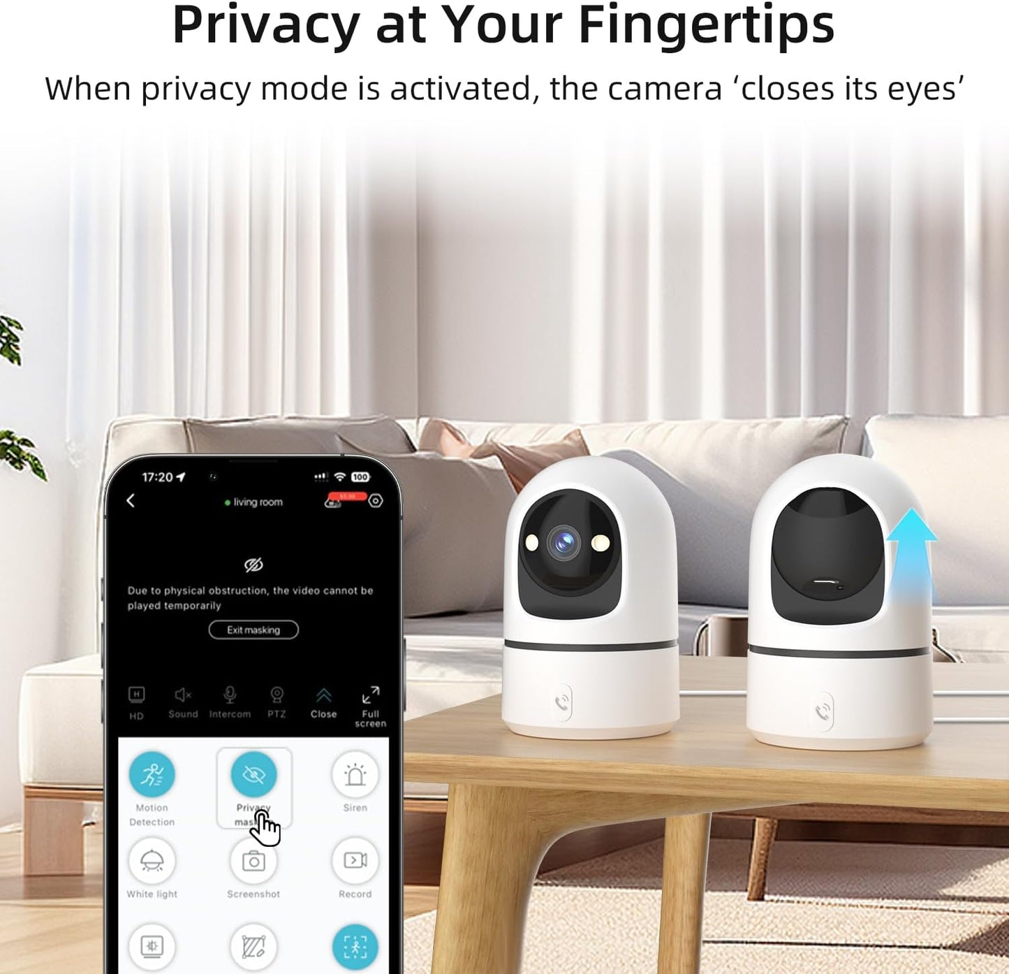 2K Indoor Security Camera, 360° WiFi Cameras for Home Security, Baby/Pet Camera with Phone App, One-Touch Call, Auto Tracking, IR Night Vision, Motion Detection, TF/Cloud Storage, 2.4Ghz WiFi