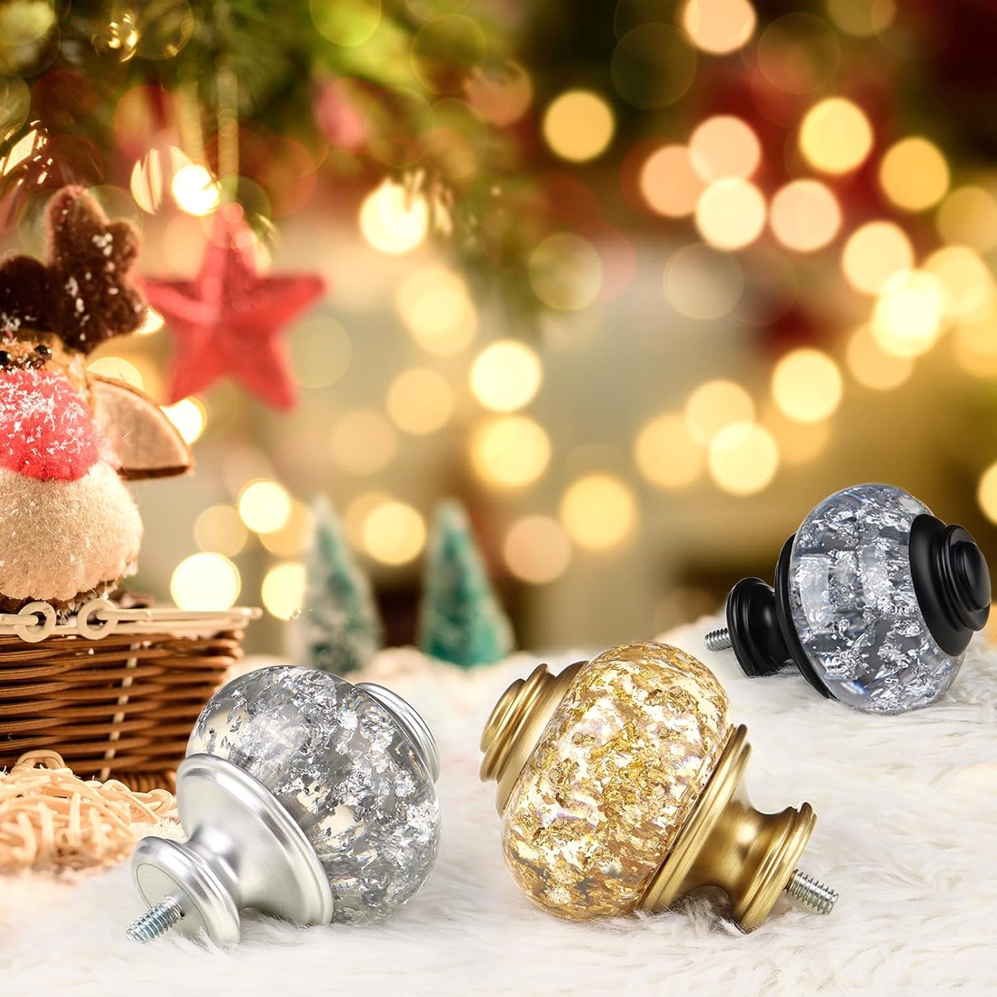 1 Inch Curtain Rods 36 to 72 Inches (3 to 6 ft) Telescoping Single Drapery Rod, USFOOK Black Curtain Rods for Windows 24 to 68 Inches with Translucent Finials