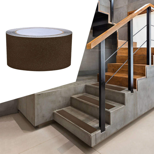 2 Inch X 30 Foot Non Slip Safety Grip Tape for Stairs Steps Non Skid Tread High Traction Friction/Strong Grip Abrasive Adhesive Hazard Caution Tape- Brown (2" Width, Brown)…