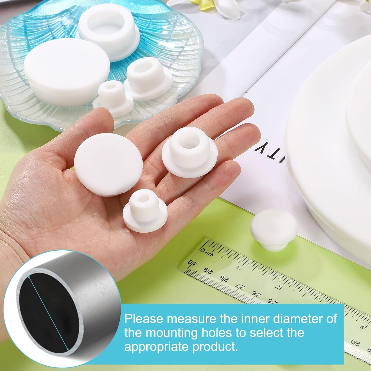 uxcell 3Pcs Silicone Hole Plug, Waterproof Round Rubber Stoppers Bottle Seal Plugs Tube Pipe End Caps for 50mm/1.97" Hole for Bathtub Bottle, White
