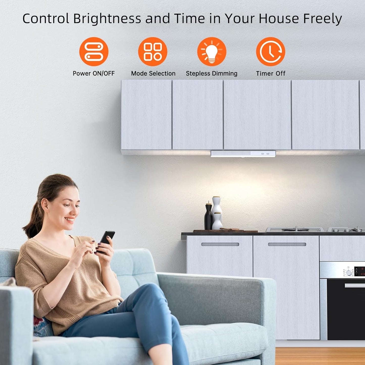LED Closet Light with Charging Station, 6 Pcs 3 Color Temperatures 30LEDs Dimmer Rechargeable Motion Sensor Under Cabinet Lighting, Stick-on Night Light for Kitchen