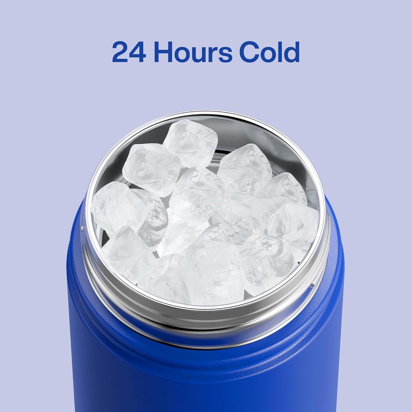Kids Insualated Water Bottle with Straw - 12oz Stainless Steel Water Bottle with Dual Spouts, Leak-Proof, BPA-Free, Double Wall Vacuum Keeps Cold for 24 Hours for Sports, Travel (Beaucoup Blue)