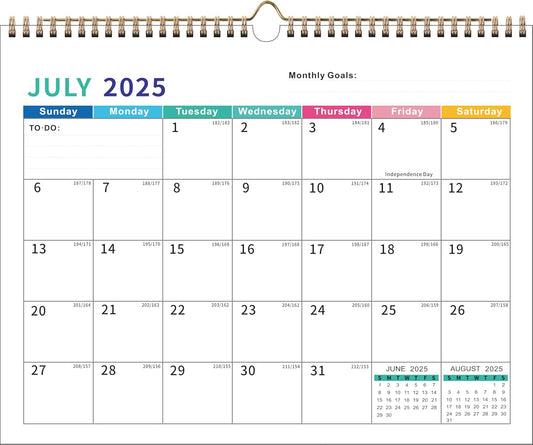 2025-2026 Wall Calendar – Runs 18 Months Until December 2026, Vibrant Monthly Planner with Julian Dates & Spacious Blocks, Durable Thick Paper, Ideal for New Year or Christmas Gift