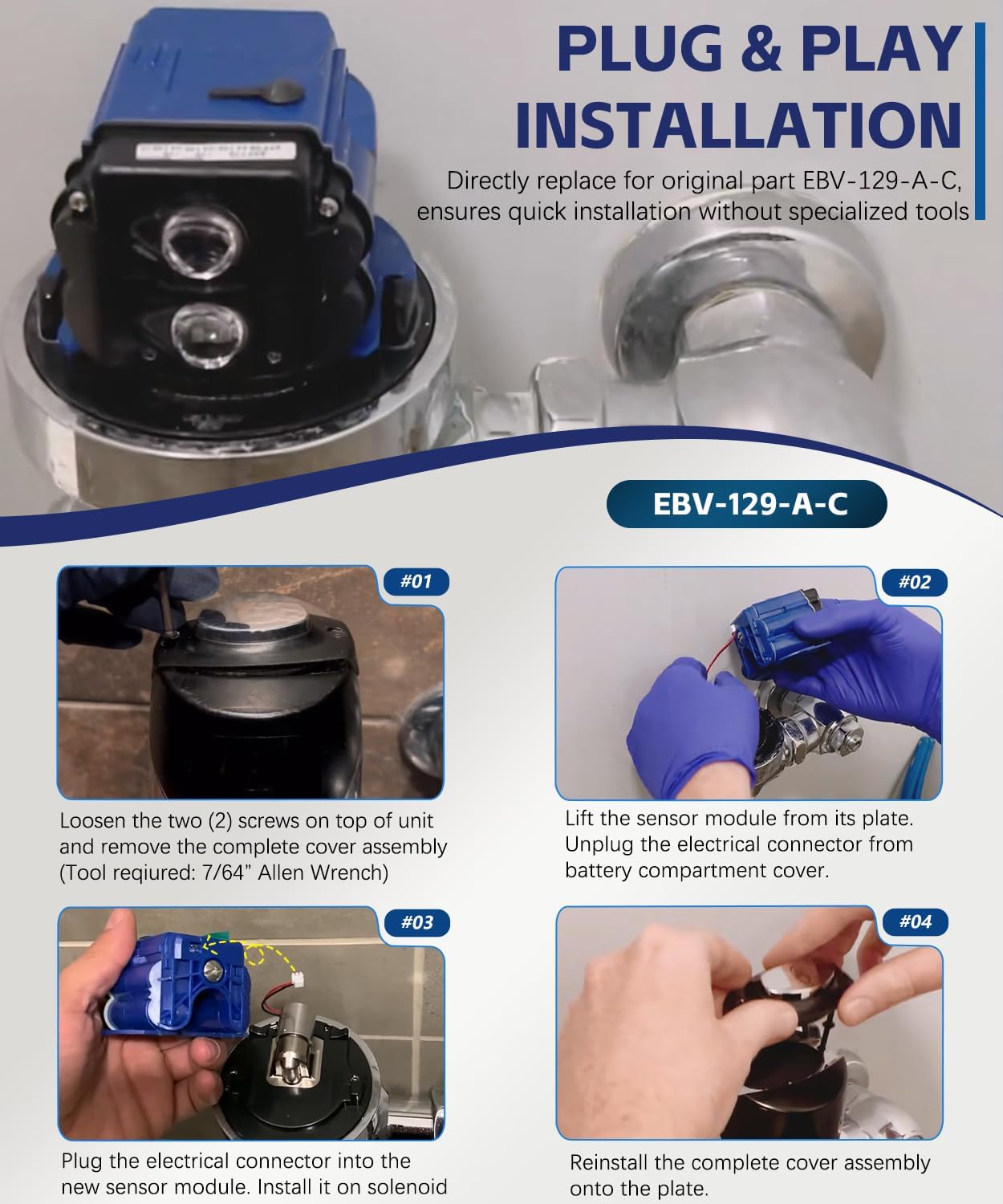 (2 Pack) EBV-129-A-C Electronic Control Module 1.28 & 1.6 GPF for Sloan Optima G2 & ECOS Sensor Water Closet Flushometers, Replacement for Sloan AXF770 3325450 Flush Valve Sensor Module