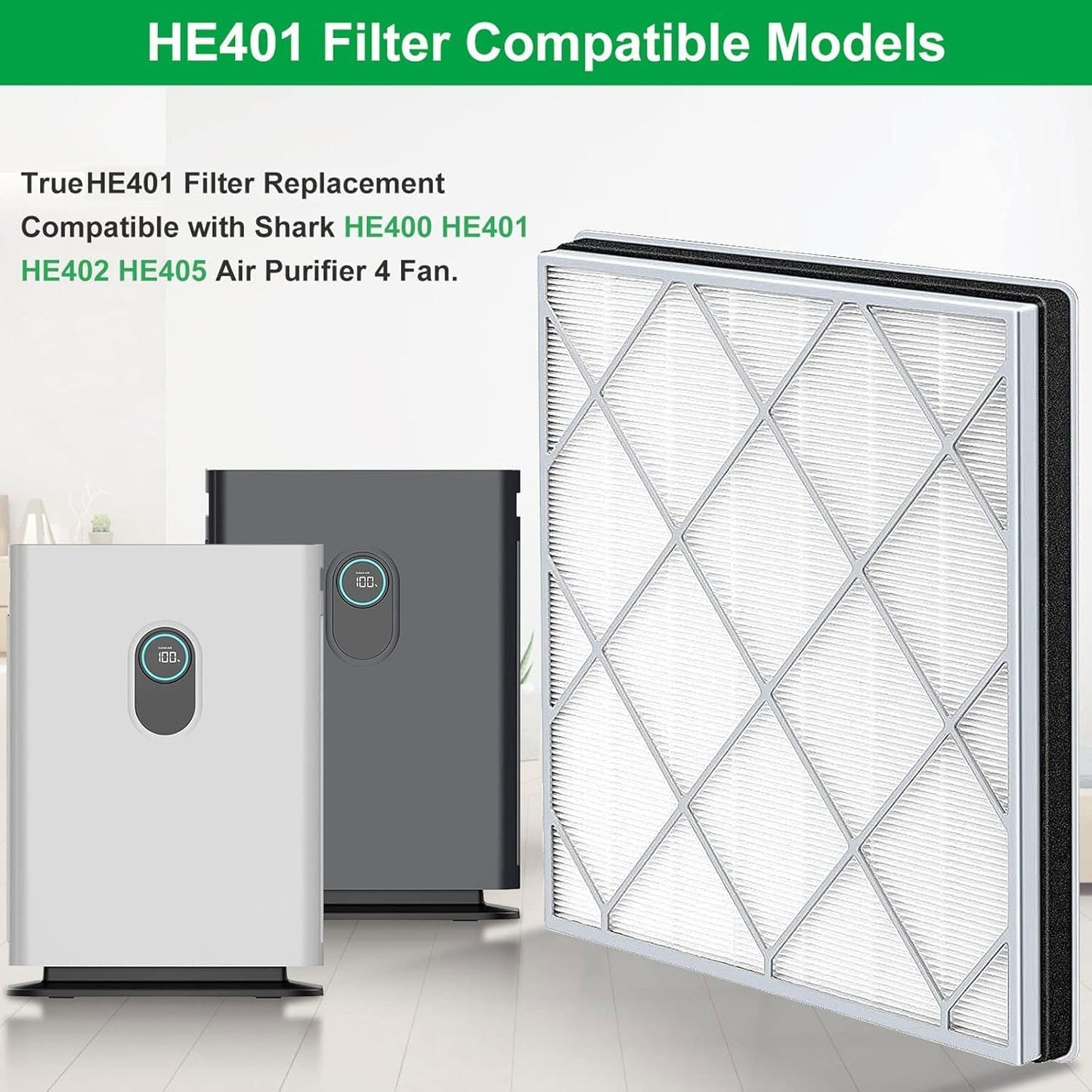 HE401 Filter Replace for Shark Air Purifier 4 Replacement Filter Compatible with Shark Air Purifier 4 HE401 HE402 HE405 HE400