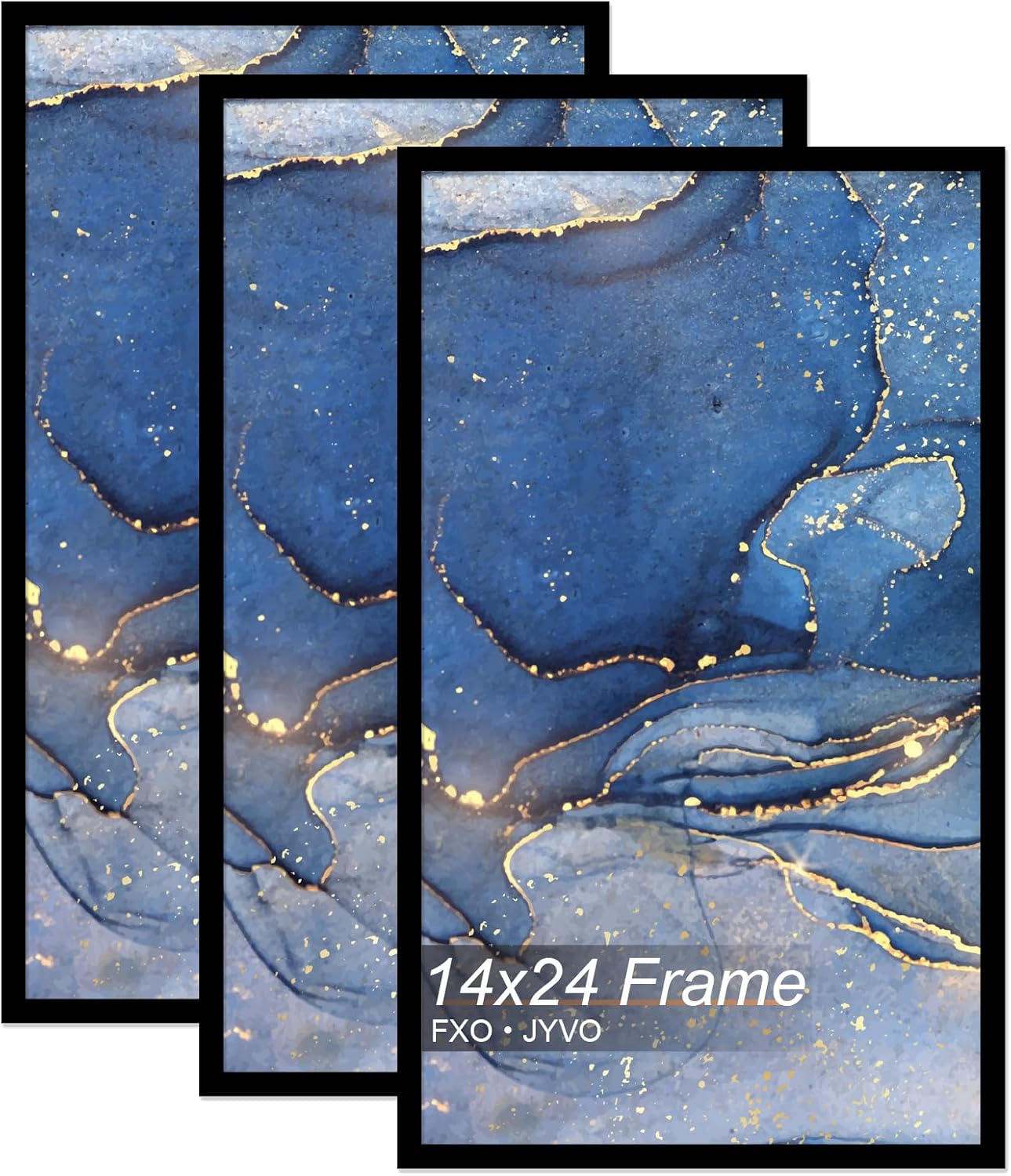 14x24 Poster Frame Set of 3, Black Frame for 14 x 24 Inch Picture Poster Photo, Light Weight and High Transparent 14 by 24 Frame for Wall - 3 Pack/Black/14 x24