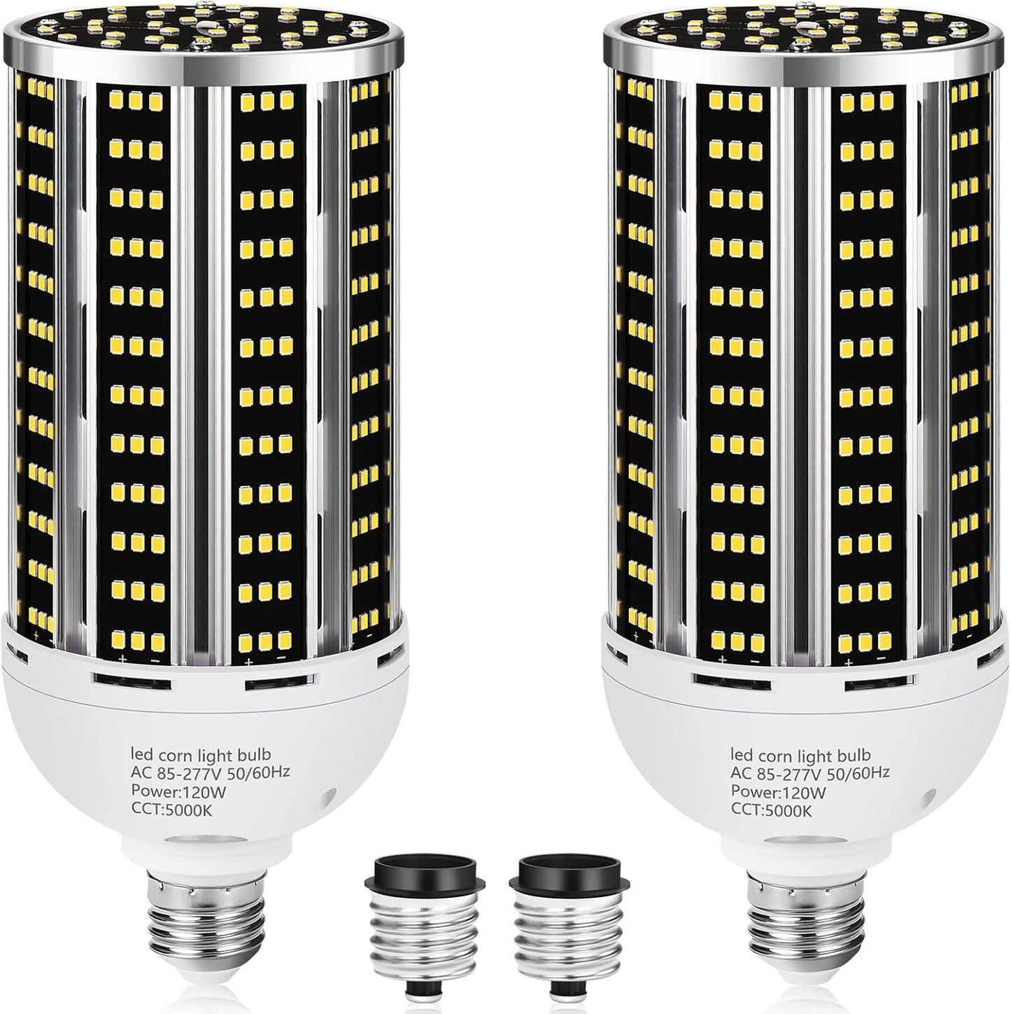 120W 2 pack LED Corn Light Bulb(1200W Equivalent ) ,Commercial Grade DayLight 5000K E26/E39 15900LM Medium Mogul Base LED Lamp,Large Area Lights For Outdoor Indoor Garage Warehouse Factory Bay Light