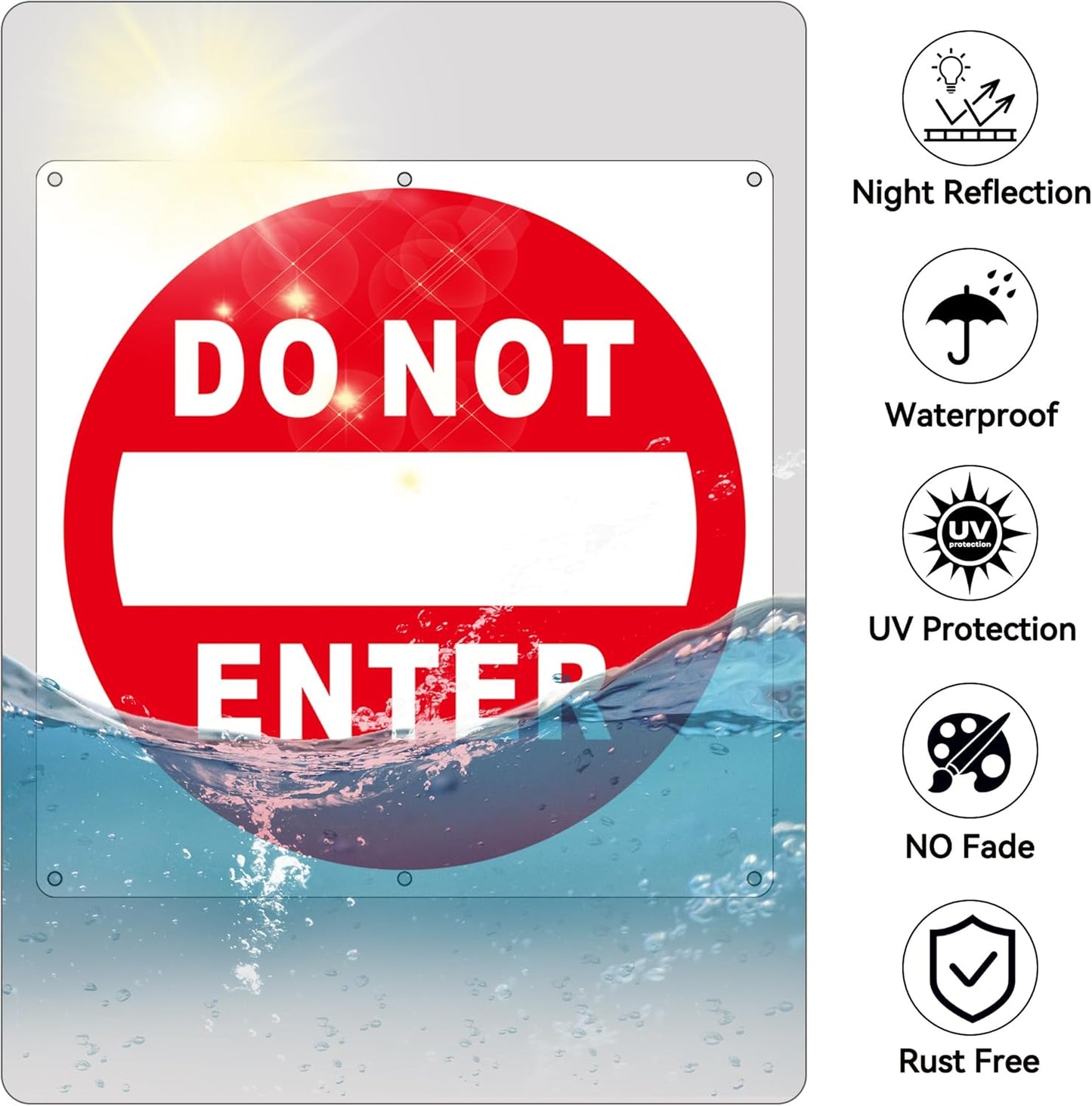 (2 Pack) Do Not Enter Sign, 12x12 Inches Keep Out No Entry Signs, Aluminum Reflective Do Not Enter Metal Signage, Weather Resistant and Easy to Install (White and Red)
