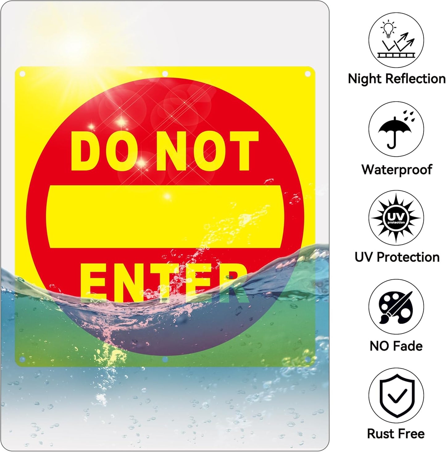 (2 Pack) Do Not Enter Sign, 12x12 Inches Keep Out No Entry Signs, Aluminum Reflective Do Not Enter Metal Signage, Weather Resistant and Easy to Install (Yellow and Red)