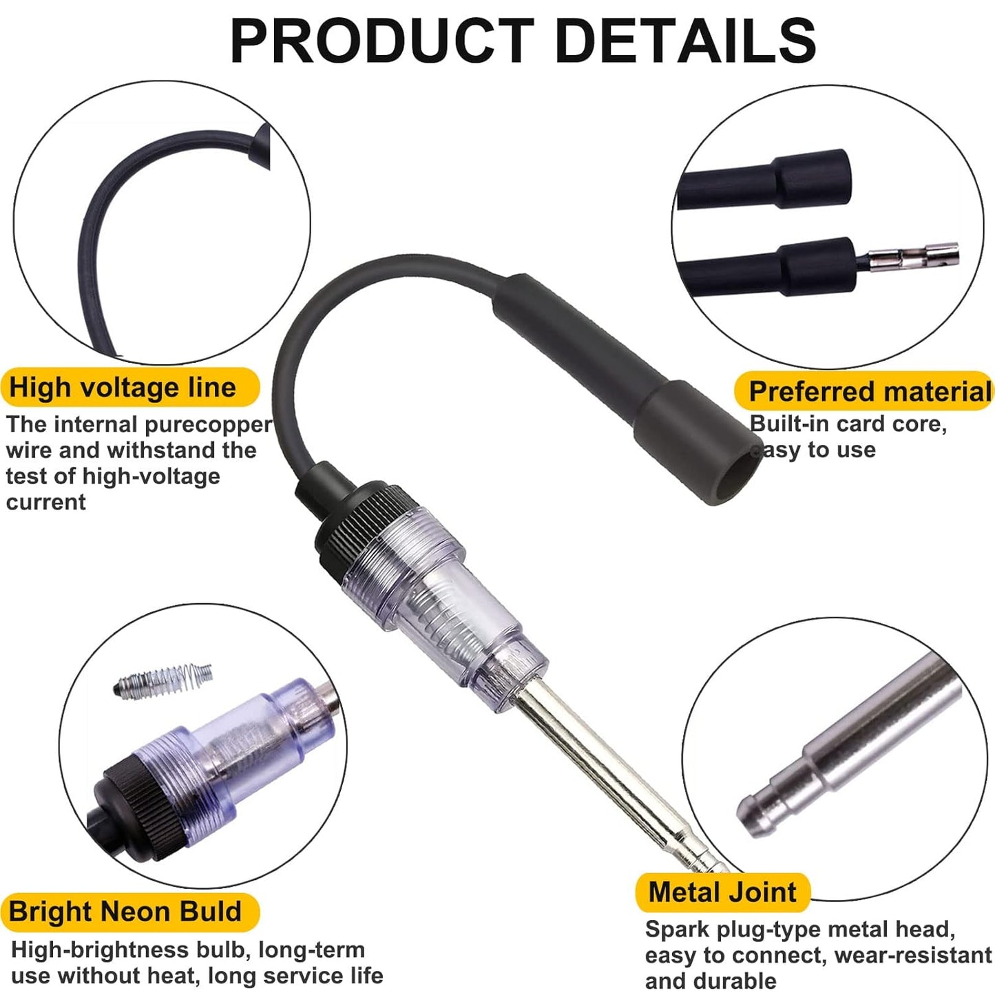 2PCS Inline Spark Plug Tester, Light Lawnmower Engine Checker, 6-12 Volt Pick Up Coil/Armature Diagnostic Detector Tool for Automotive, Car, Lawnmower, Small & Big Internal/External Engines