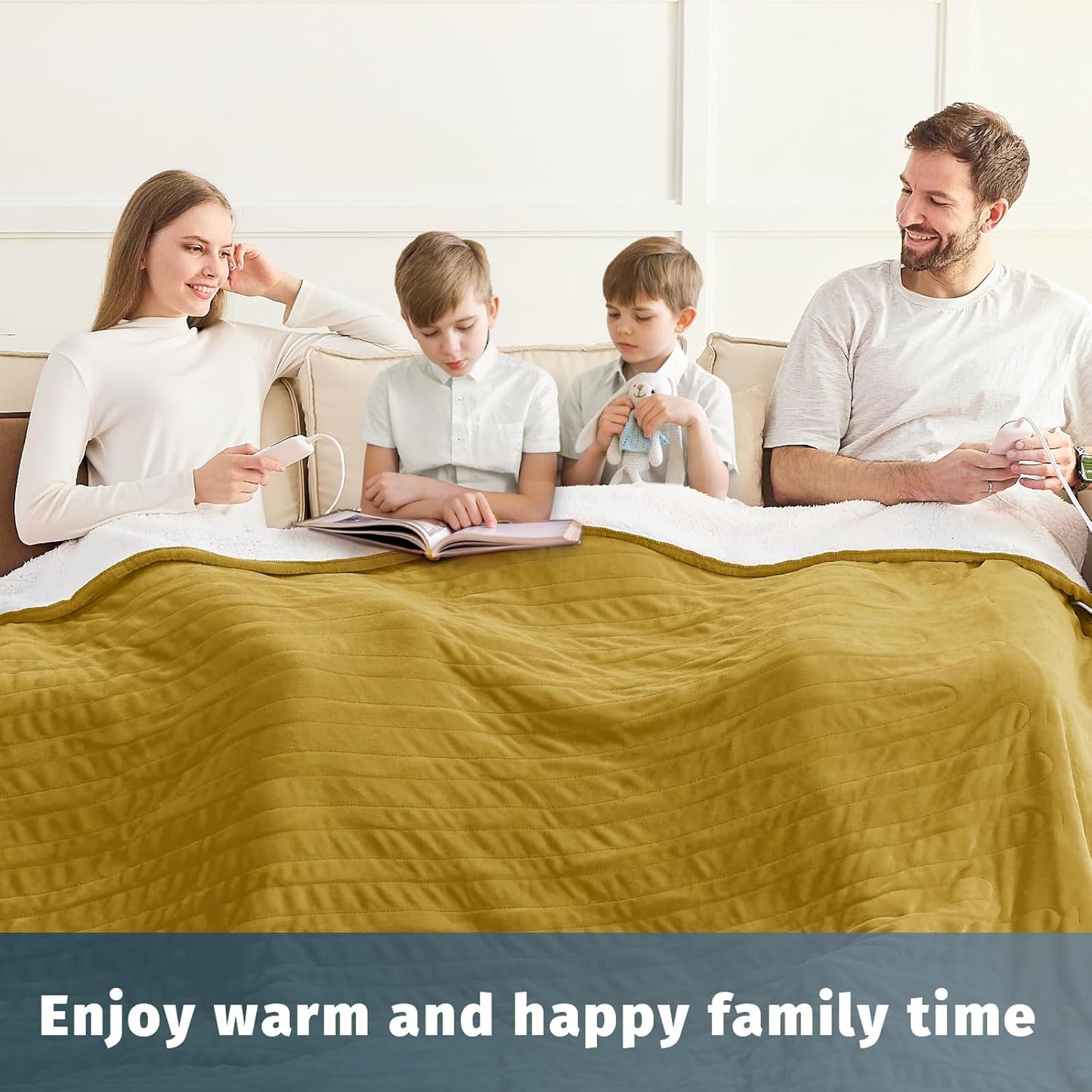 Heated Electric Blanket Queen Size - 84" x 90" Heating Blanket with Dual Control, 10 Heating Levels & 8 Hours Auto Off, Soft Warm Flannel Blanket, Christmas Birthday Gifts for Senior Grandma